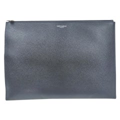 Saint Laurent Black Leather Zip Pouch Portfolio Clutch 862992