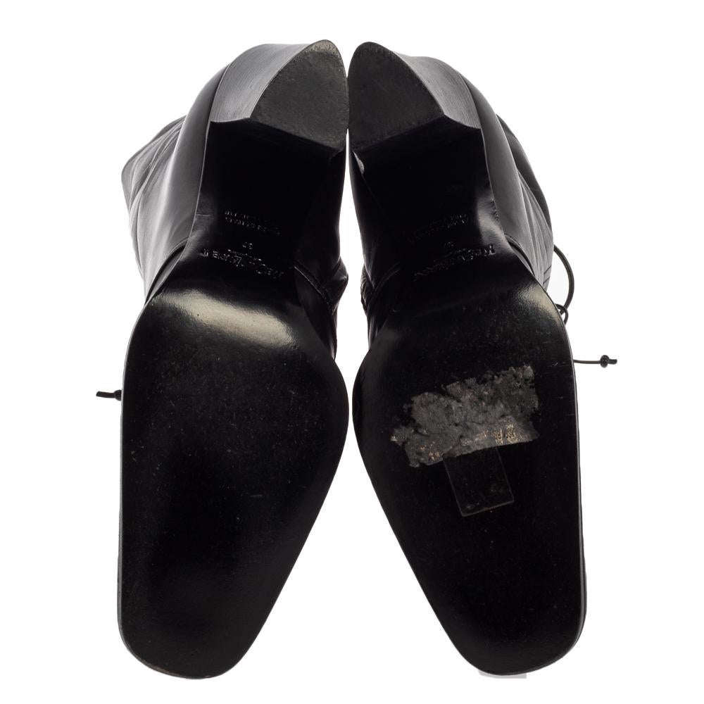 Saint Laurent Black Leather Zipper Detail Boots Size 37 1