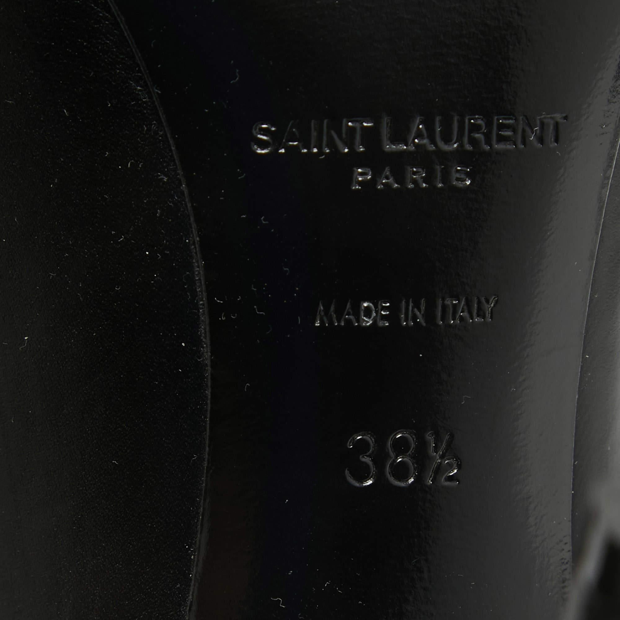 Saint Laurent Black Leather Zoe Bow Pumps Size 38.5 For Sale 3