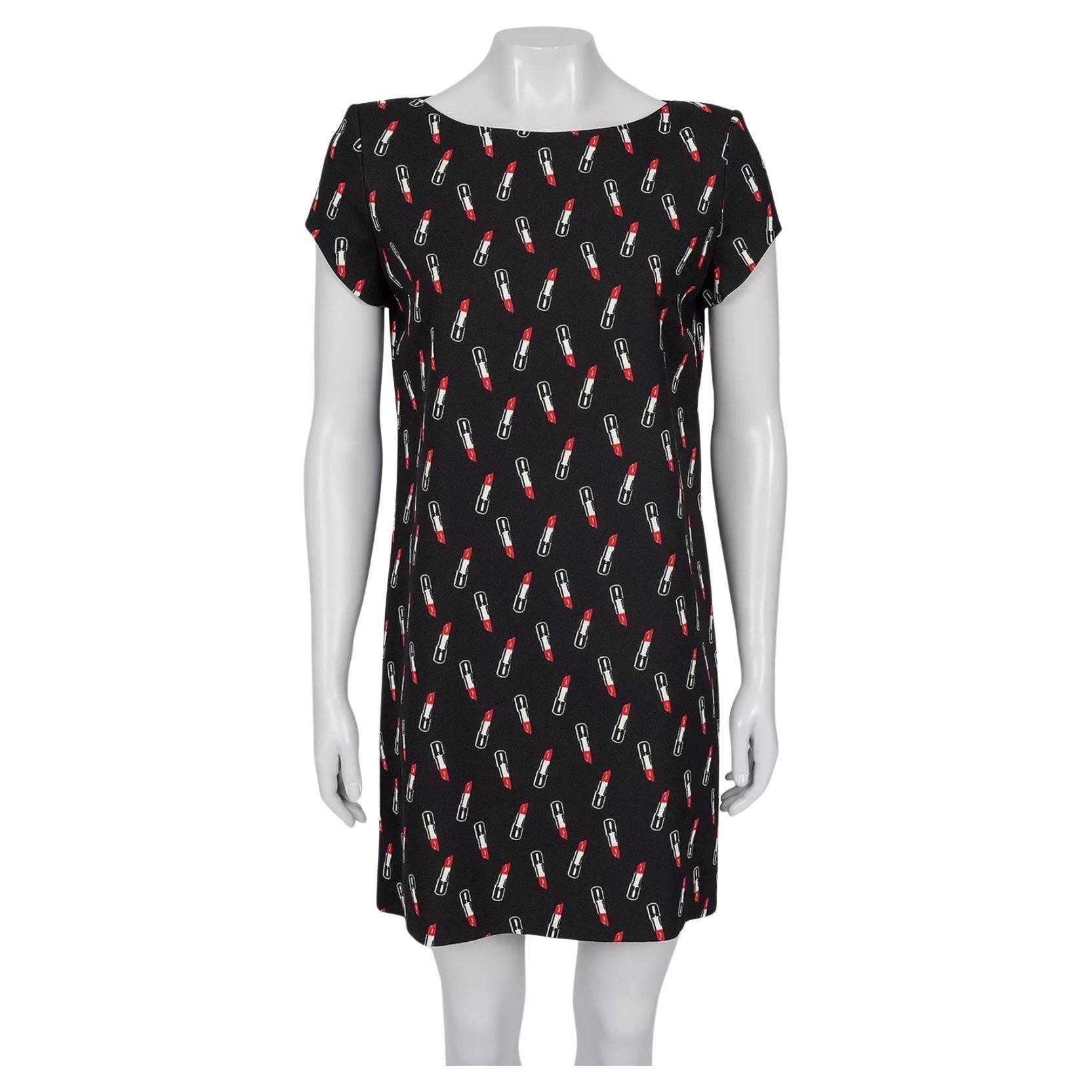 Saint Laurent Black Lipstick Print Dress - Size L (FR40)