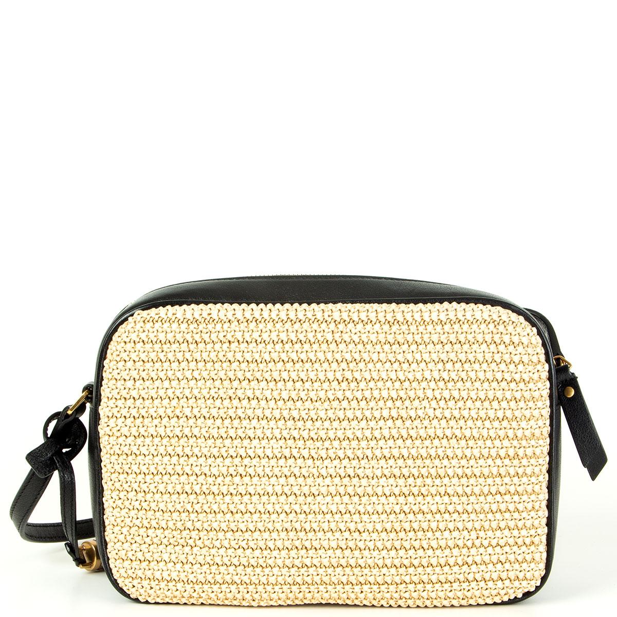lou mini bag in raffia and vintage leather
