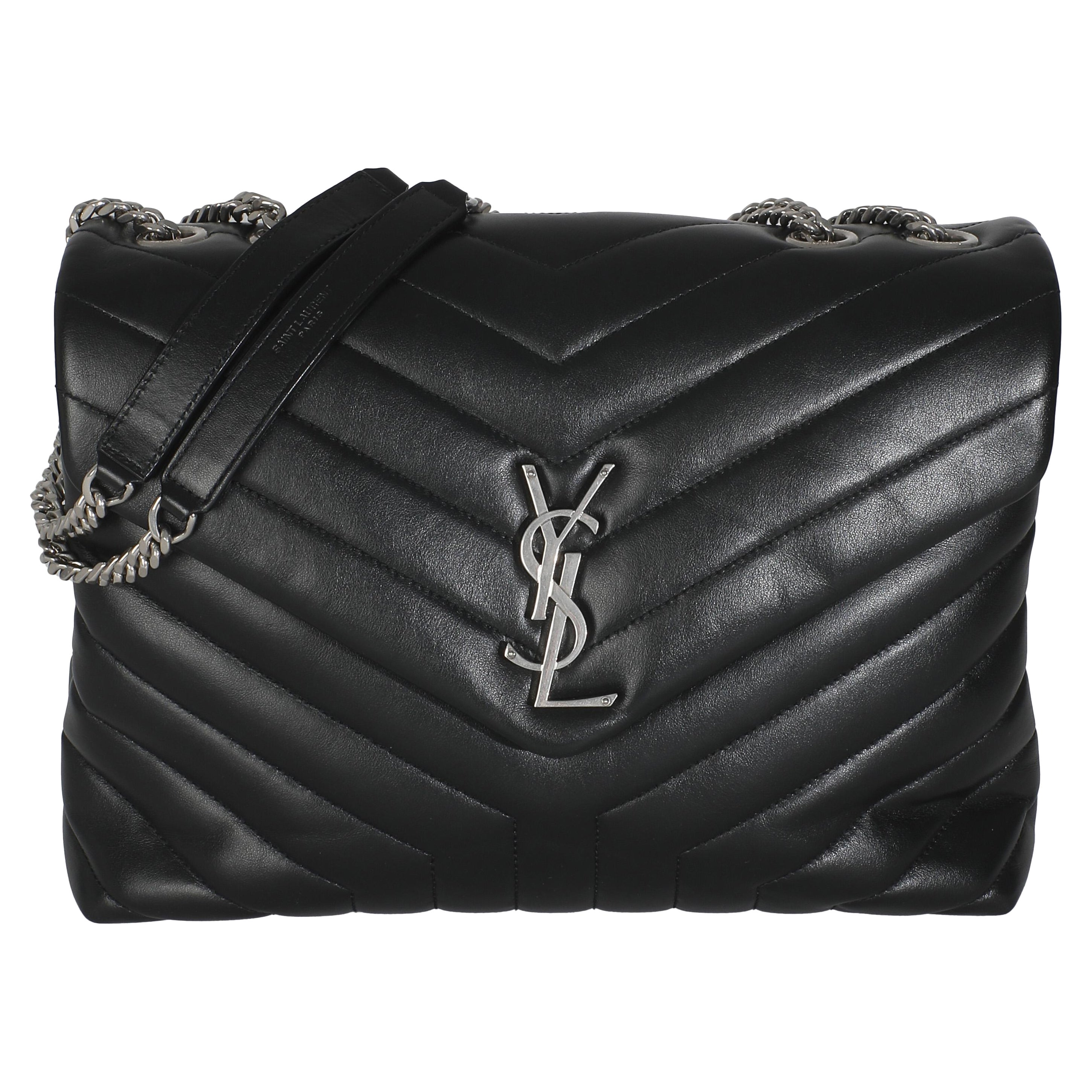 Saint Laurent Schwarzes Matelasse Kalbsleder Medium Loulou