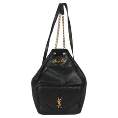 Saint Laurent Black Matelasse Lambskin Monogram Joe Backpack