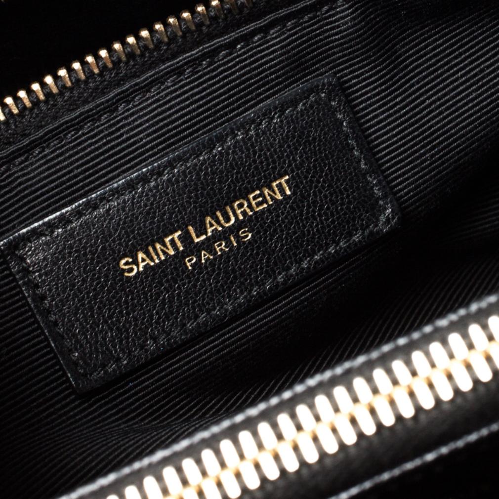 Saint Laurent Black Matelasse Leather Cassandre Shopper Tote 3