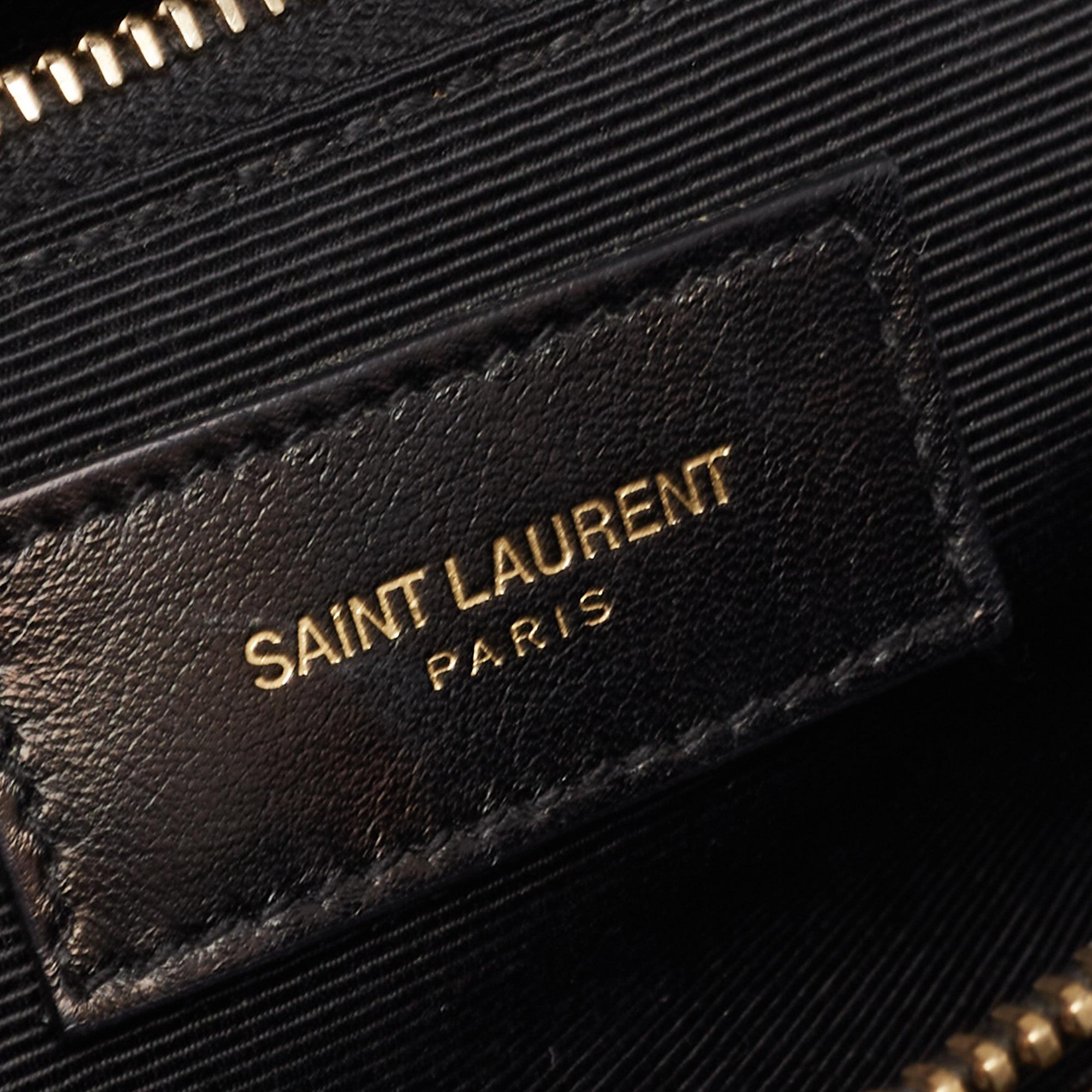 Saint Laurent Black Matelassé Leather Cassandre Shopper Tote 4