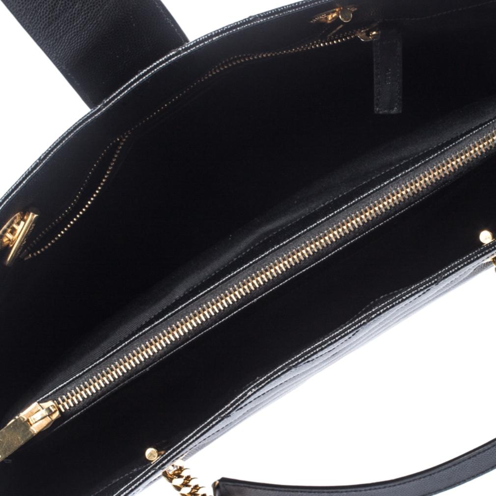 Saint Laurent Black Matelasse Leather Cassandre Shopper Tote 4