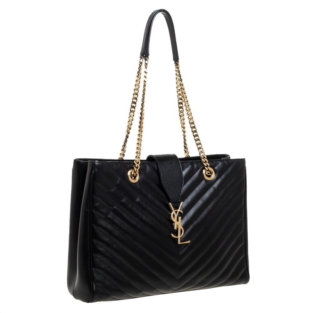 ysl black quilted tote