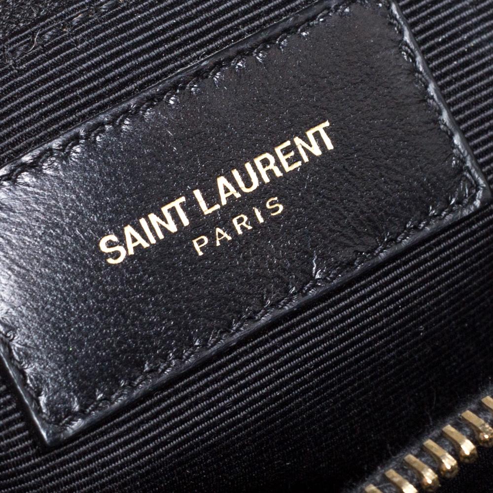 Saint Laurent Black Matelasse Leather Cassandre Shopper Tote 2