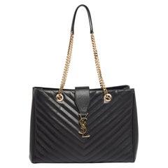 Saint Laurent Schwarze Shopper-Tasche aus Matelass-Leder von Saint Laurent