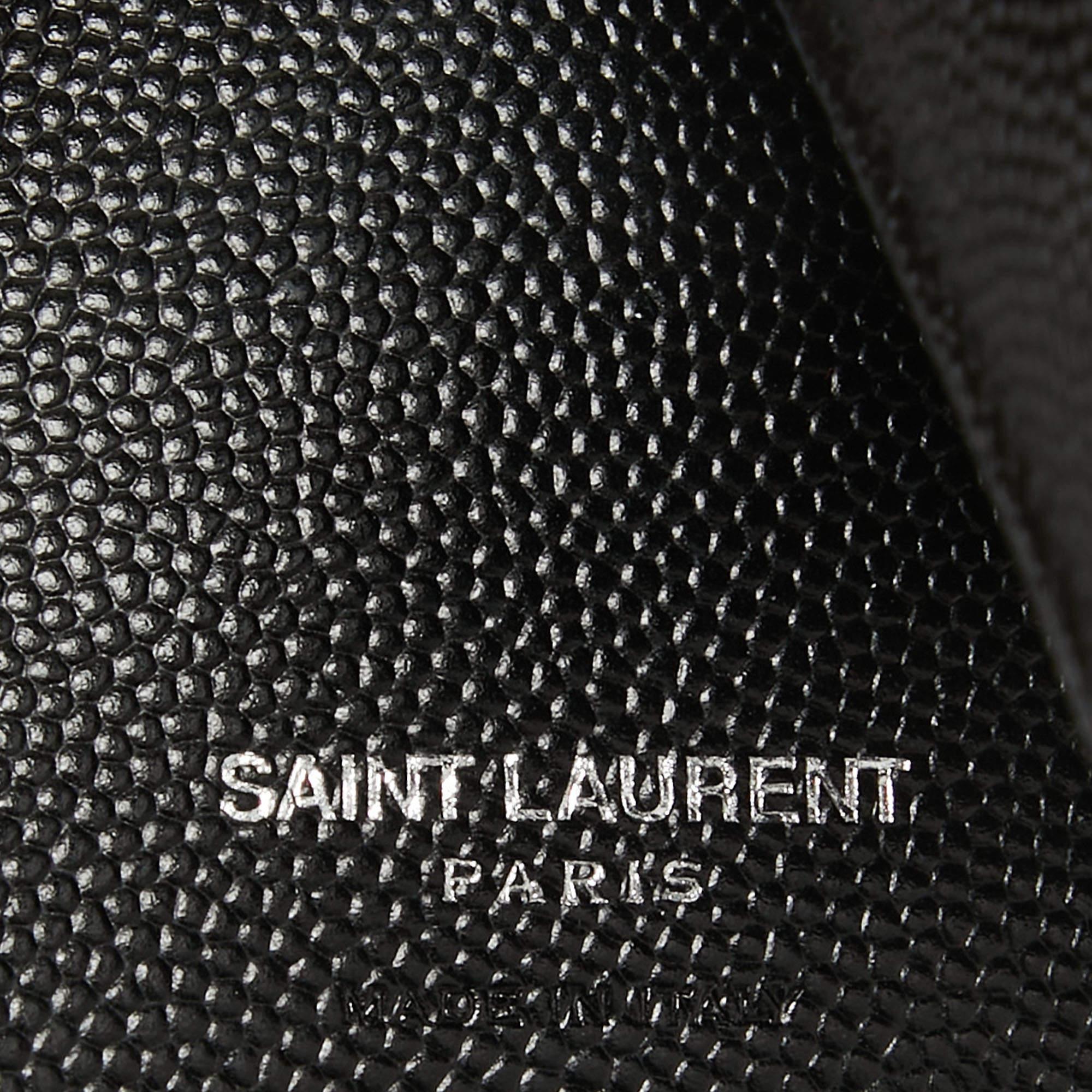 Saint Laurent Black Matelasse Leather Cassandre Trifold Wallet For Sale 1
