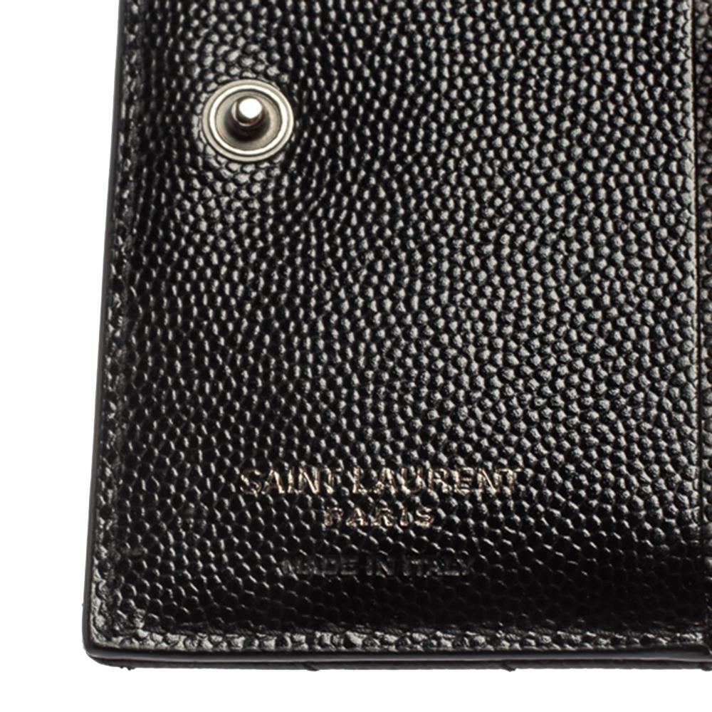 Saint Laurent Black Matelassé Leather Flap Zip Compact Wallet 2