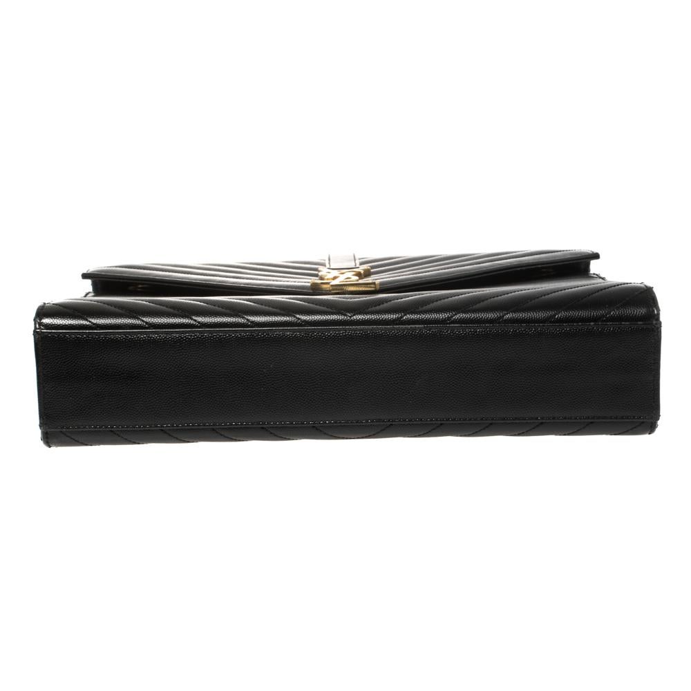 Saint Laurent Sac à Rabat Cassandre Large en Cuir Matelassé Noir 5