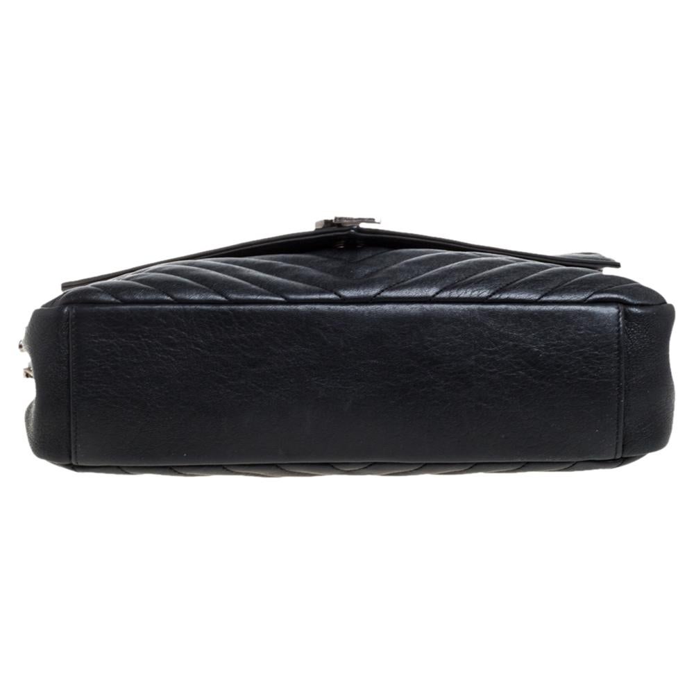 Saint Laurent Black Matelasse Leather Large College Top Handle Bag 1