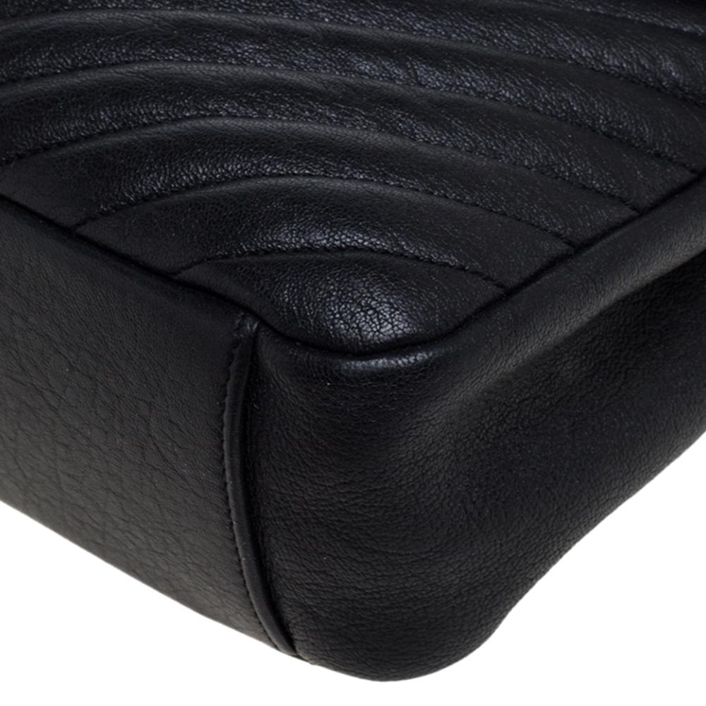 Saint Laurent Black Matelasse Leather Large College Top Handle Bag 2