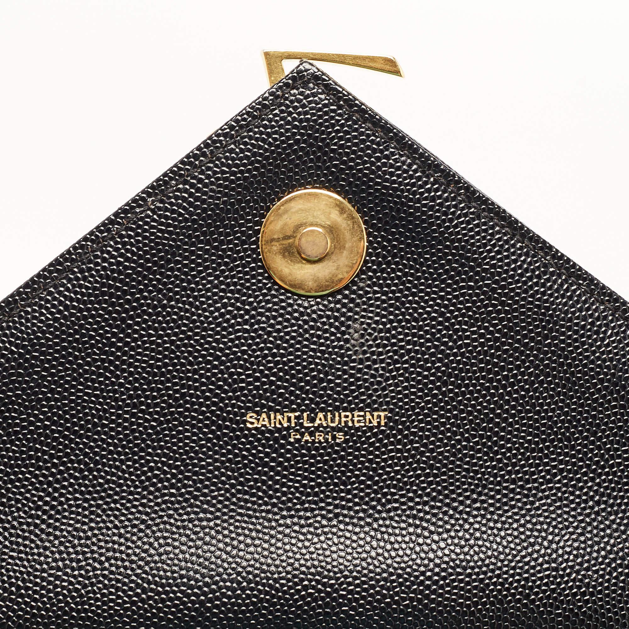 Saint Laurent Black Matelassé Leather Large Monogram Envelope Shoulder Bag 8