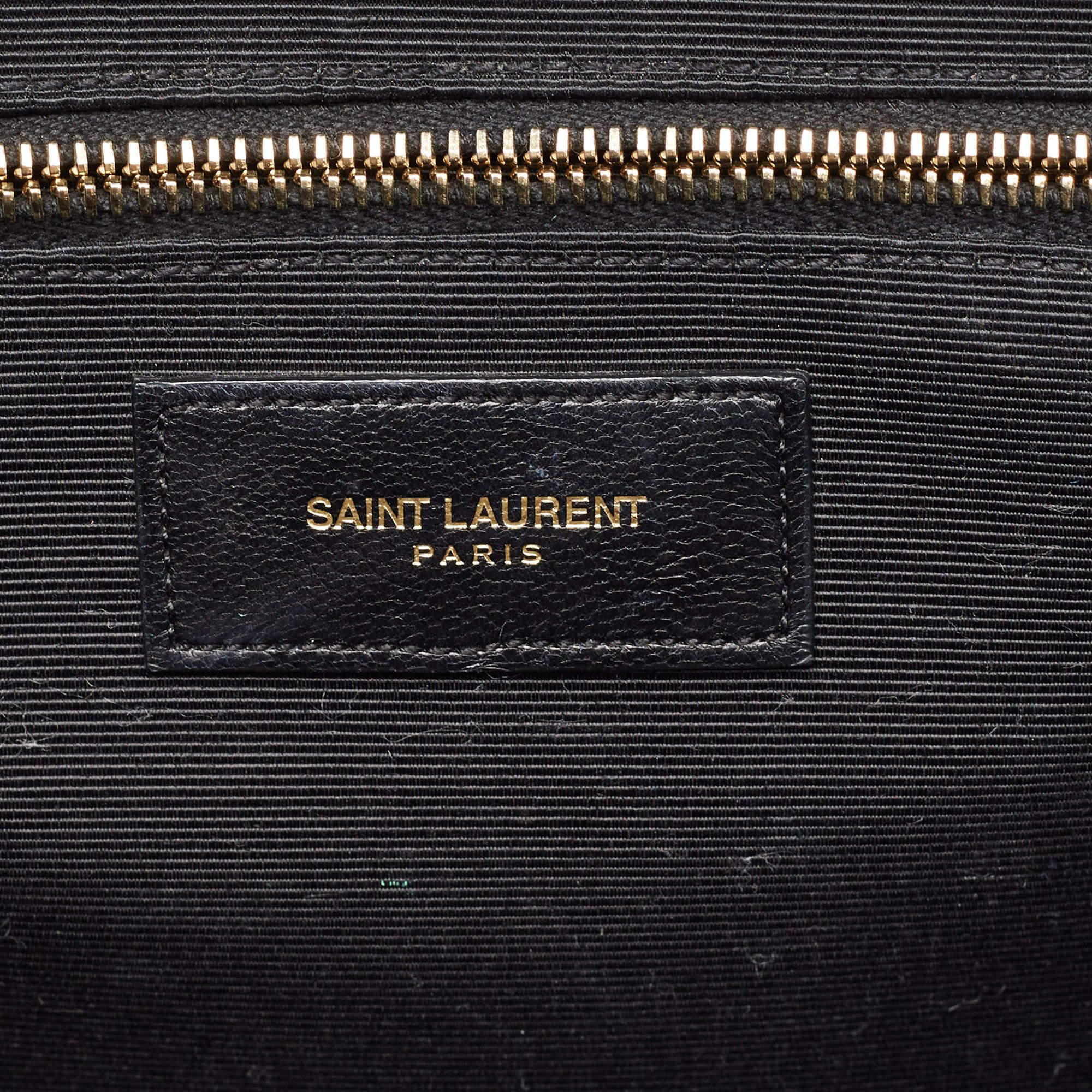 Saint Laurent Black Matelasse Leather Large Monogram Envelope Shoulder Bag For Sale 14