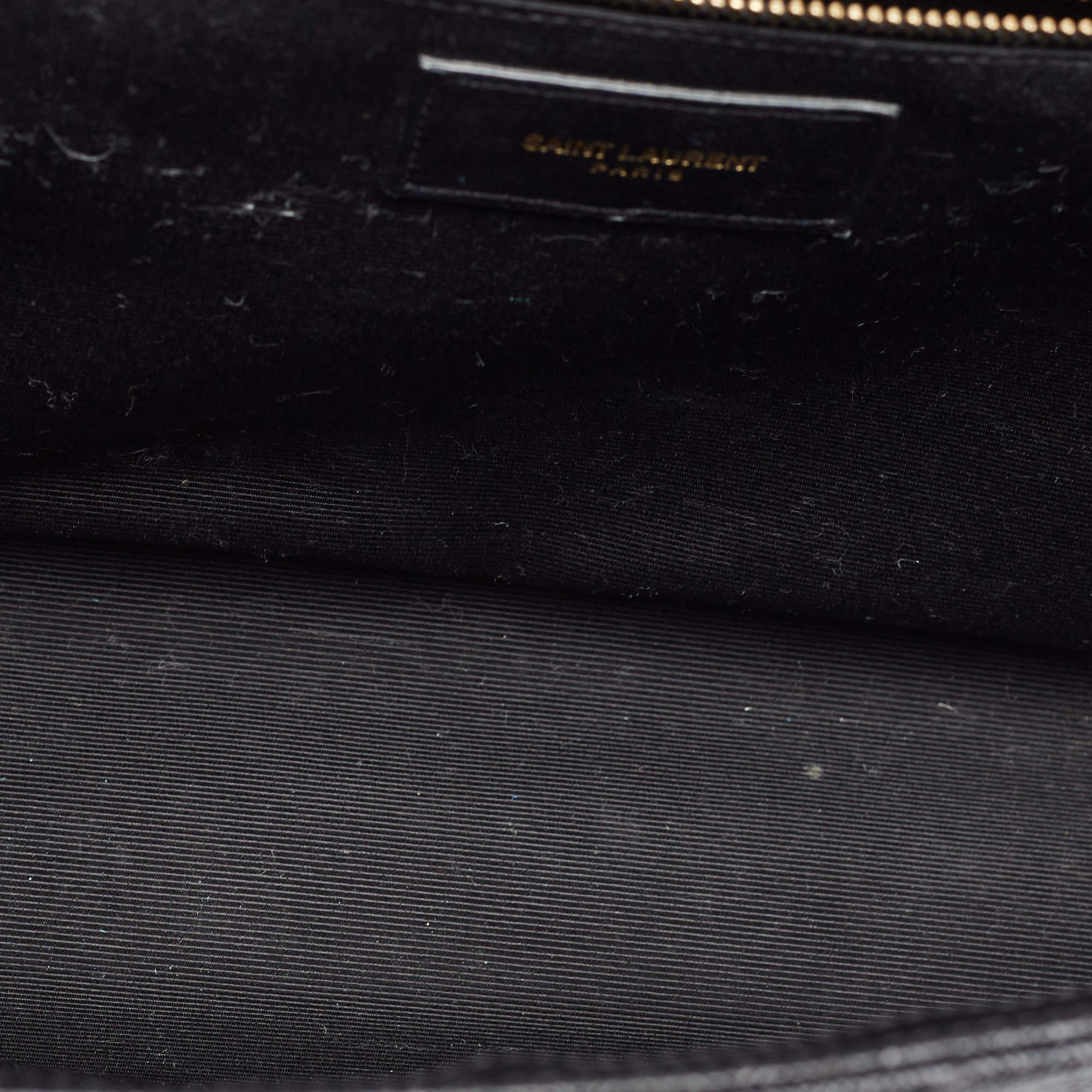 Saint Laurent Black Matelasse Leather Large Monogram Envelope Shoulder Bag For Sale 15