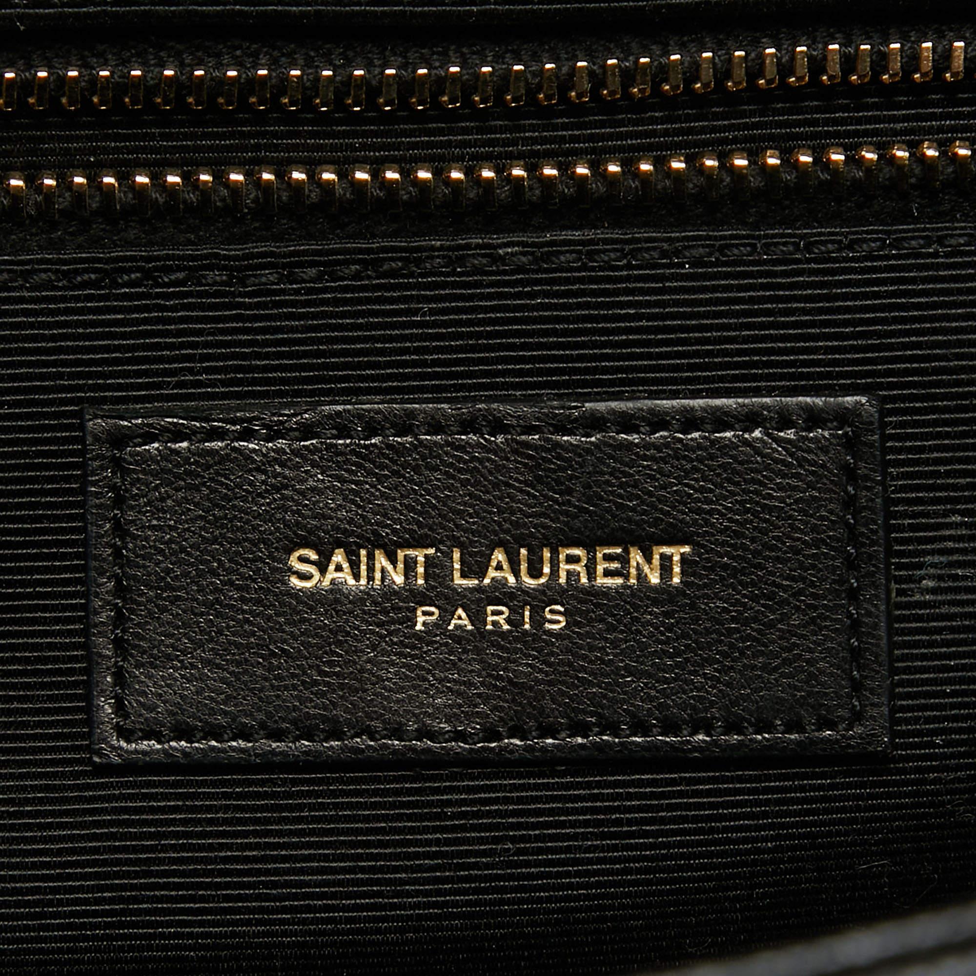 Saint Laurent Black Matelassé Leather Large Monogram Envelope Shoulder Bag 3