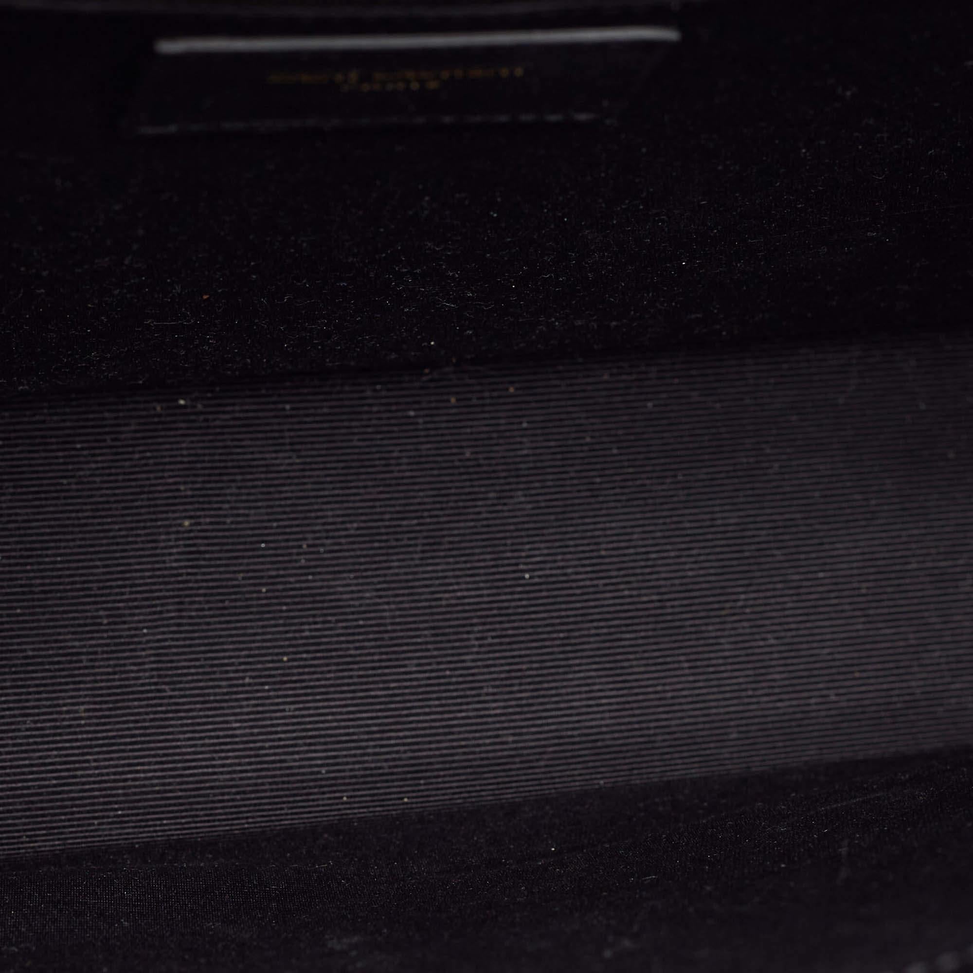 Saint Laurent Black Matelassé Leather Large Monogram Envelope Shoulder Bag 4