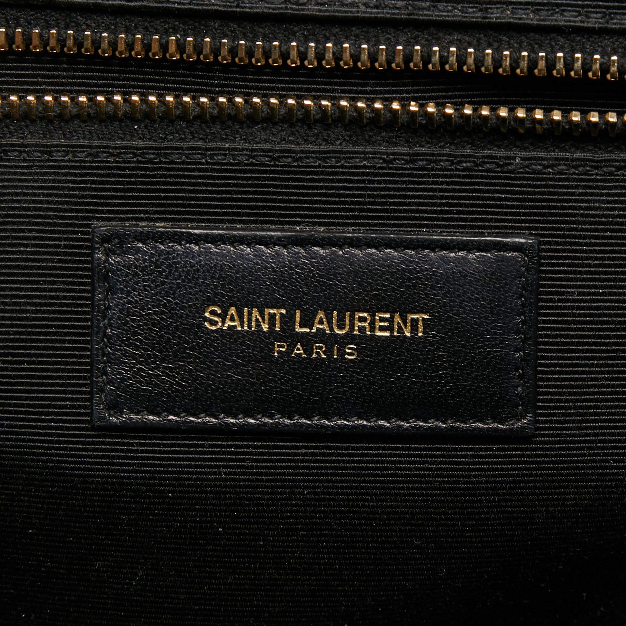 Saint Laurent Black Matelasse Leather Large Monogram Envelope Shoulder Bag 4