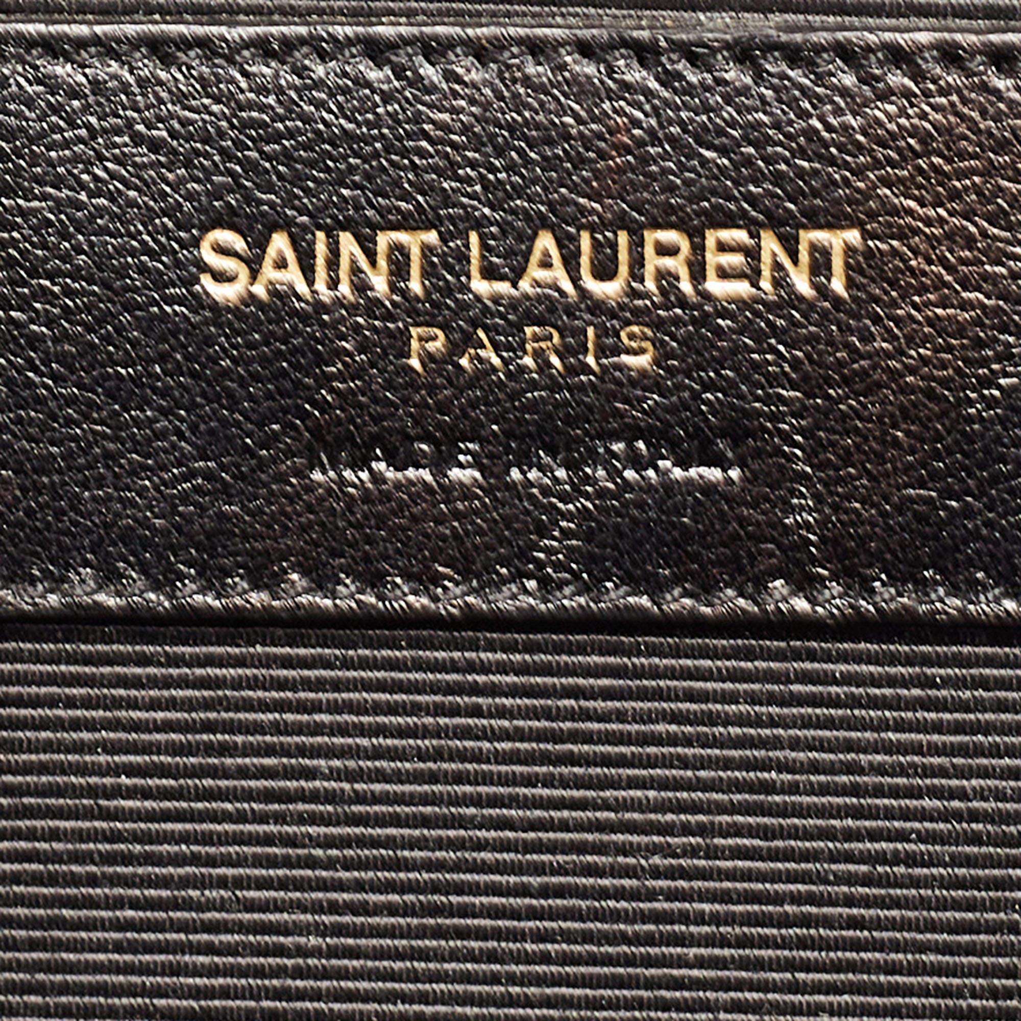 Saint Laurent Black Matelassé Leather Large Monogram Envelope Shoulder Bag 6