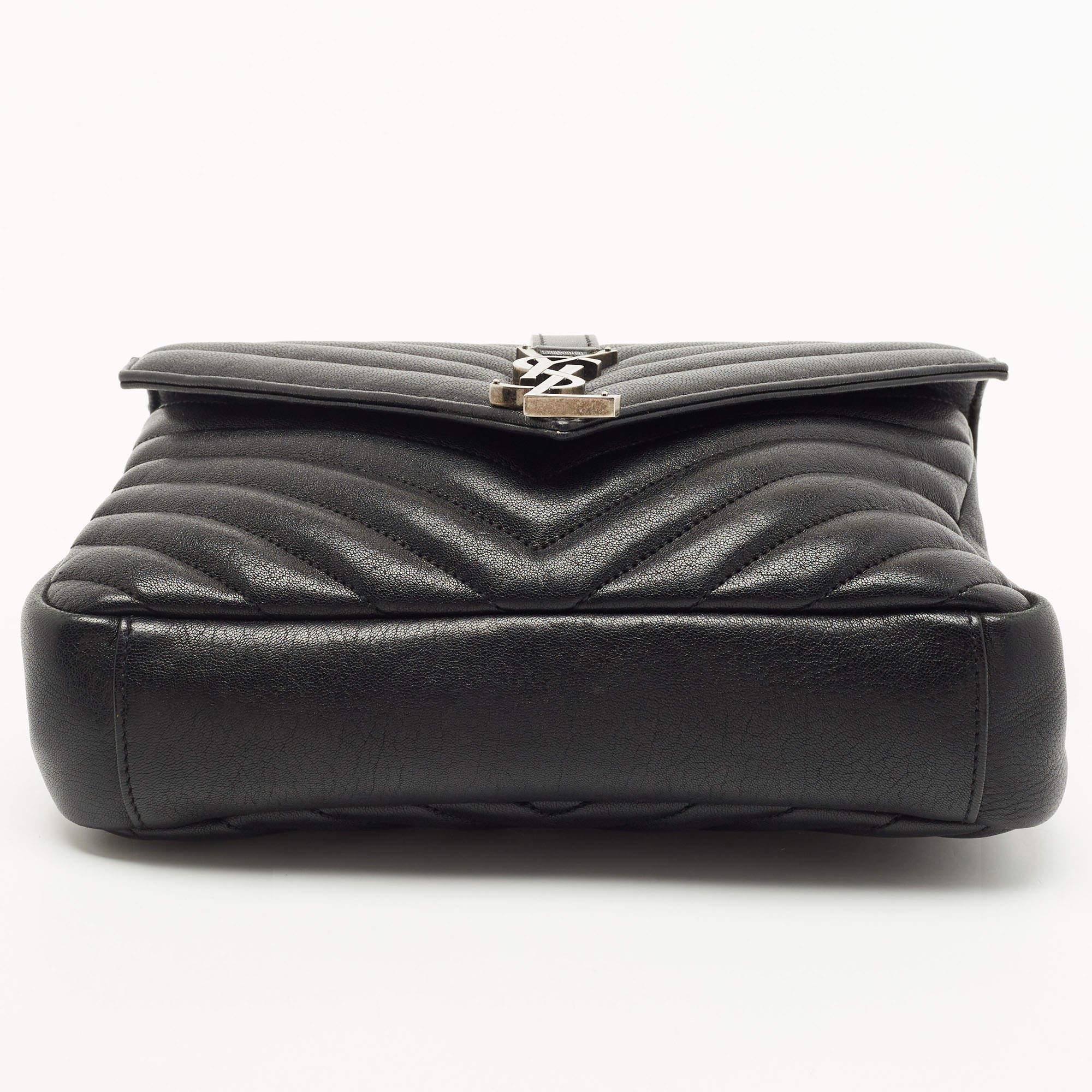 Saint Laurent Black Matelasse Leather Medium College Top Handle Bag 1