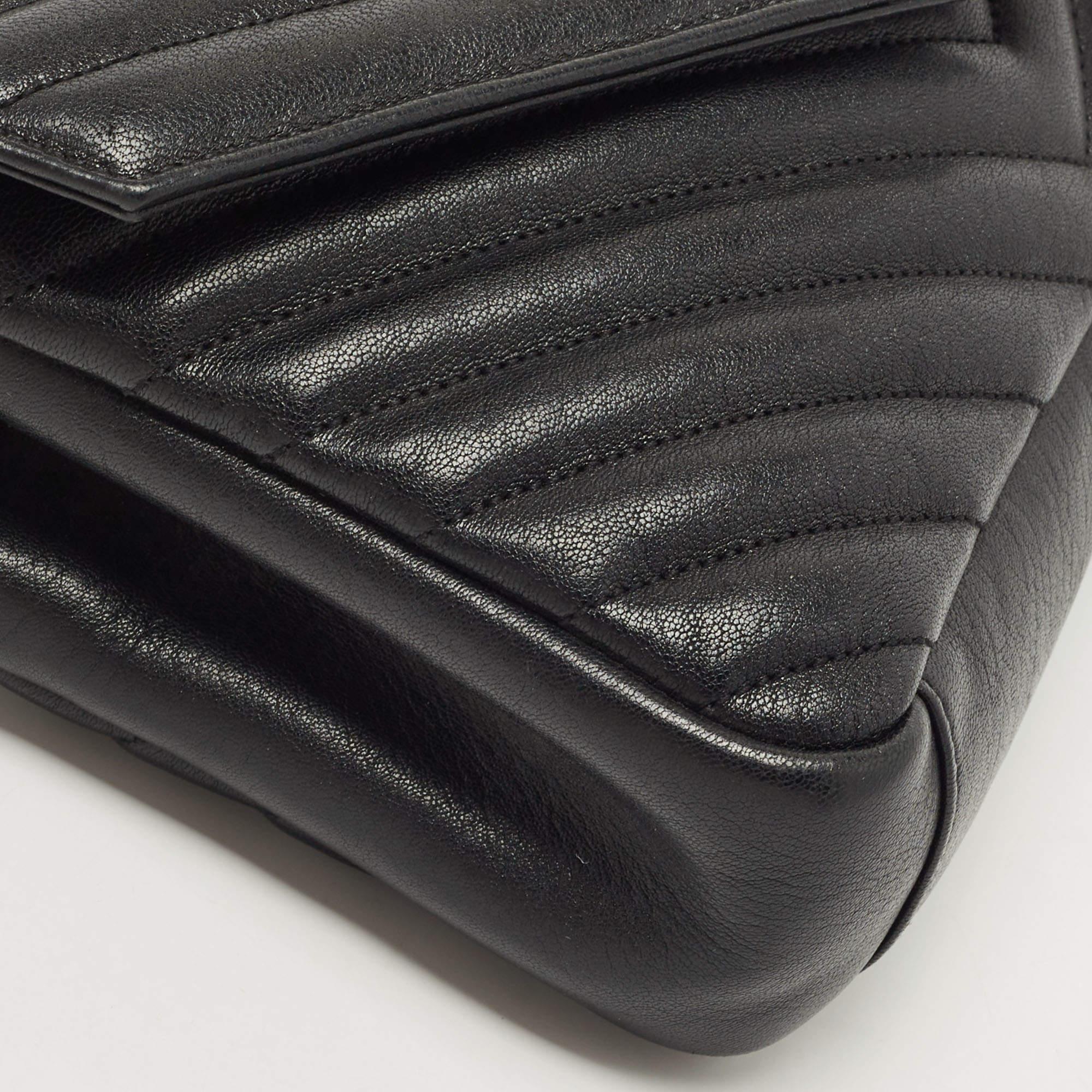 Saint Laurent Black Matelasse Leather Medium College Top Handle Bag 5