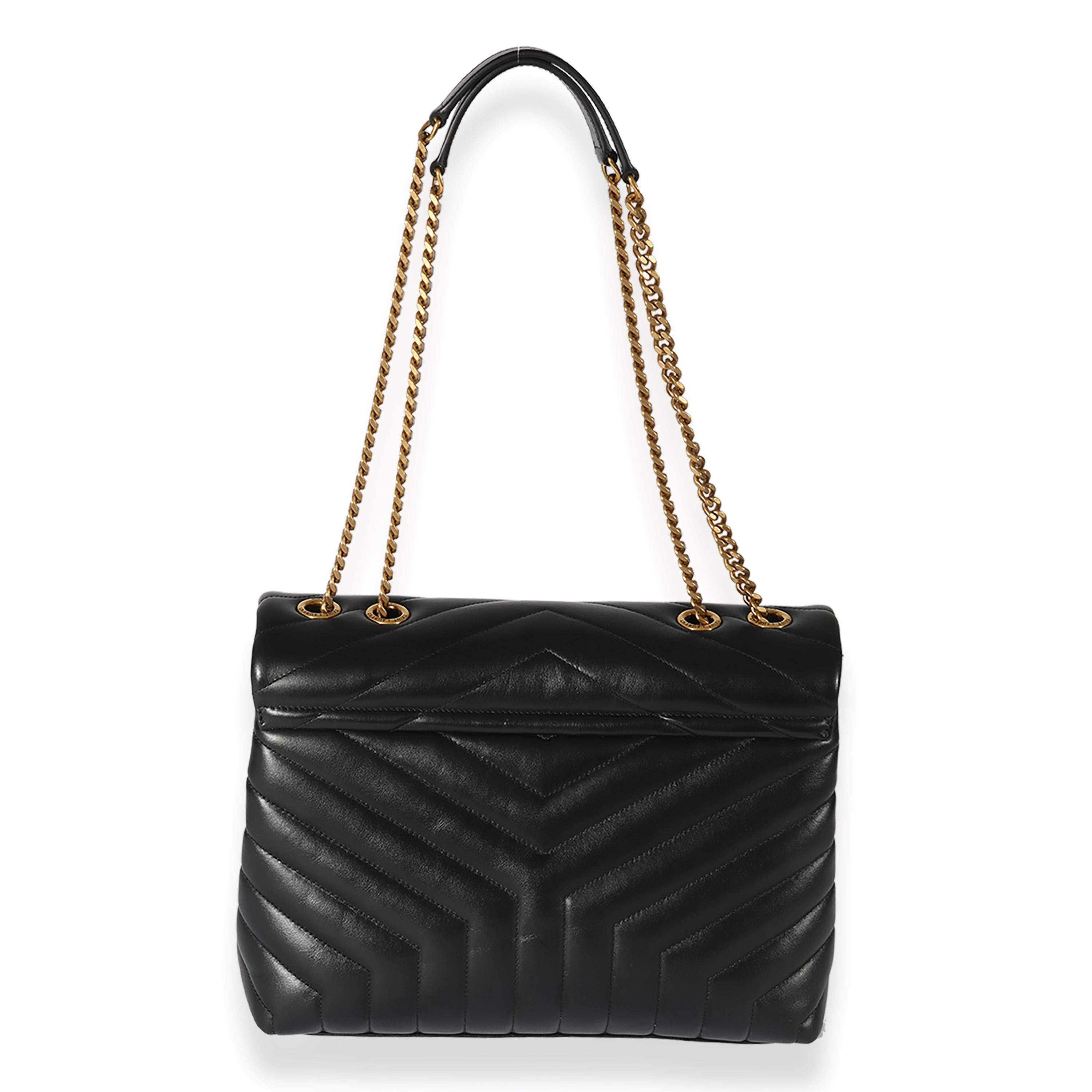 Saint Laurent Black Matelassé Leather Medium Loulou Bag In Excellent Condition In New York, NY