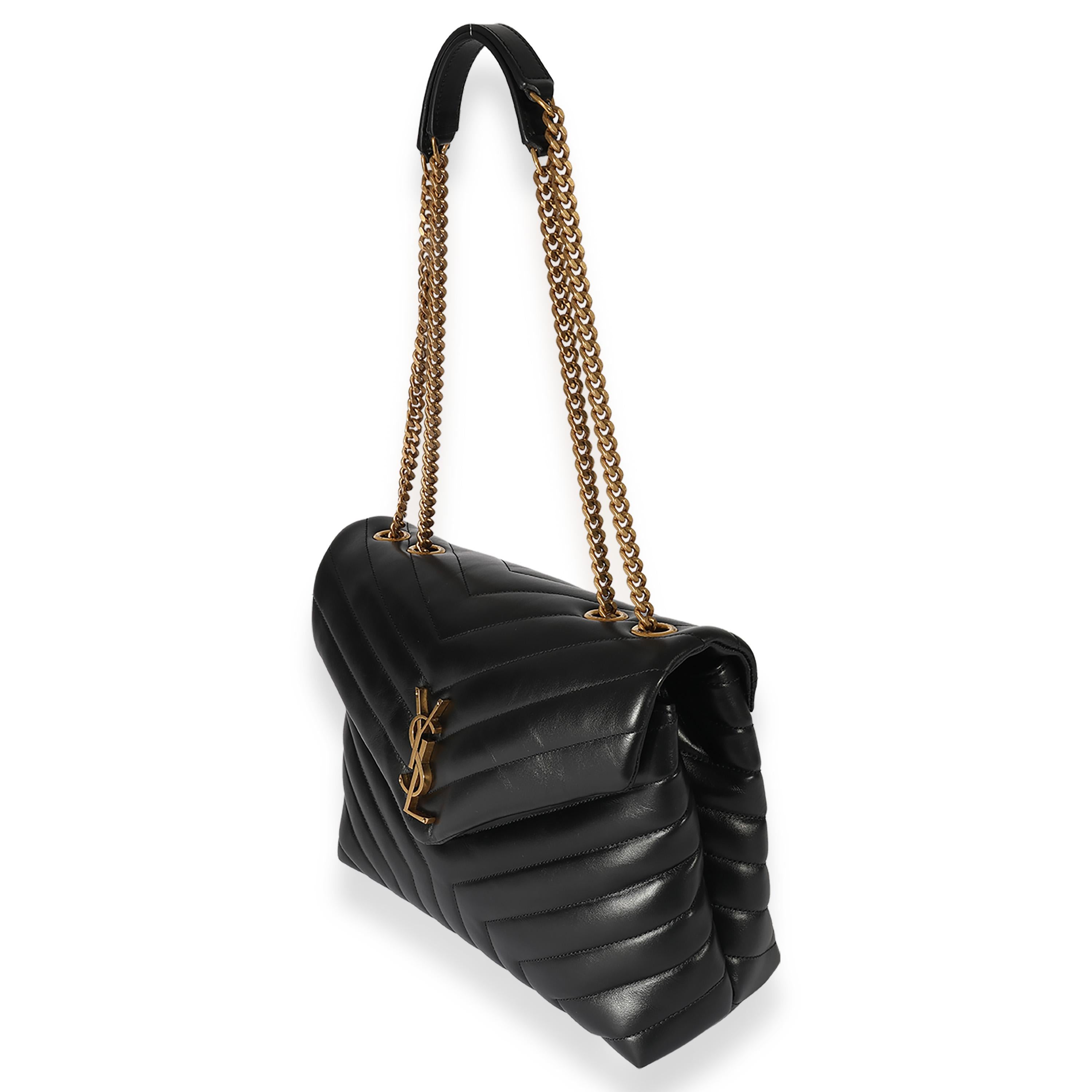 Women's Saint Laurent Black Matelassé Leather Medium Loulou Bag