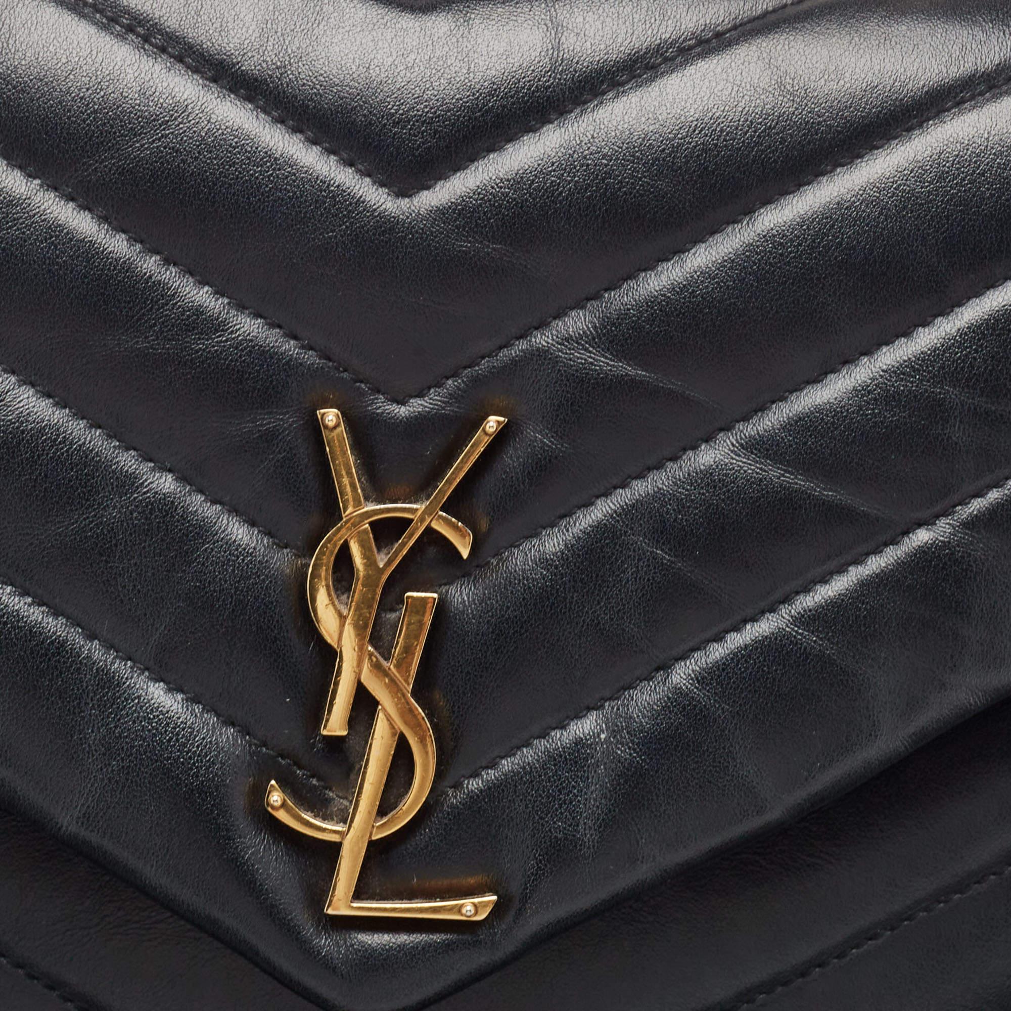 Saint Laurent Black Matelassé Leather Medium LouLou Shoulder Bag 10