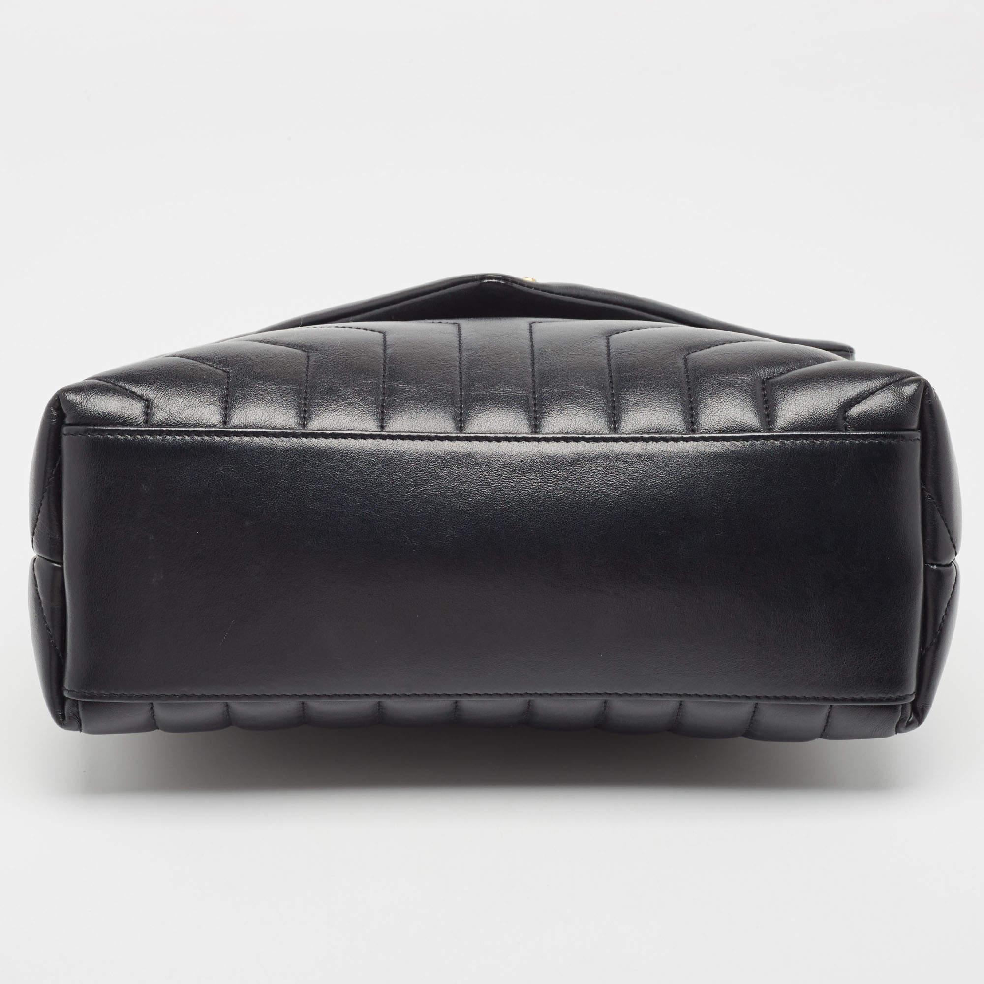 Saint Laurent Black Matelassé Leather Medium LouLou Shoulder Bag 1