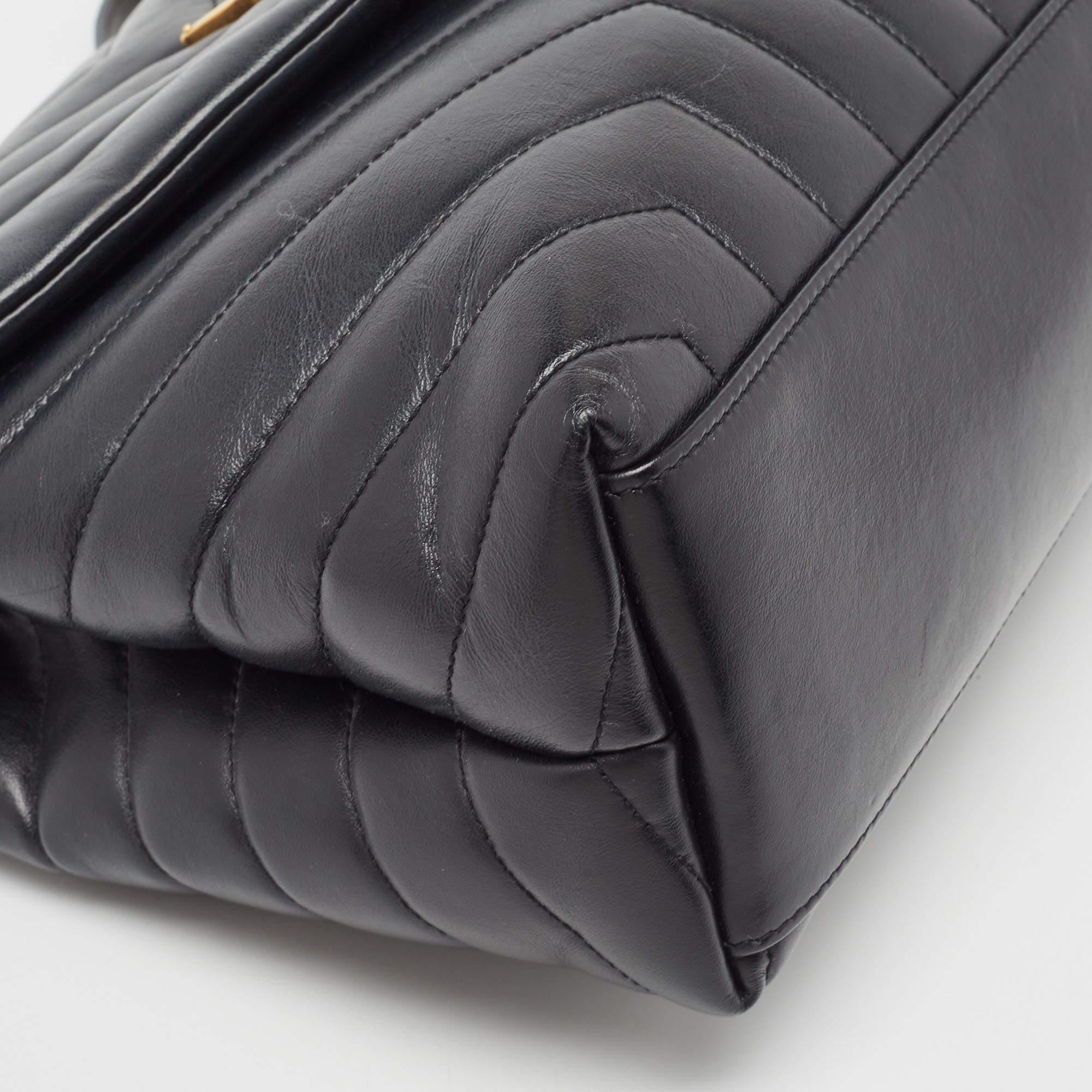 Saint Laurent Black Matelassé Leather Medium LouLou Shoulder Bag 2