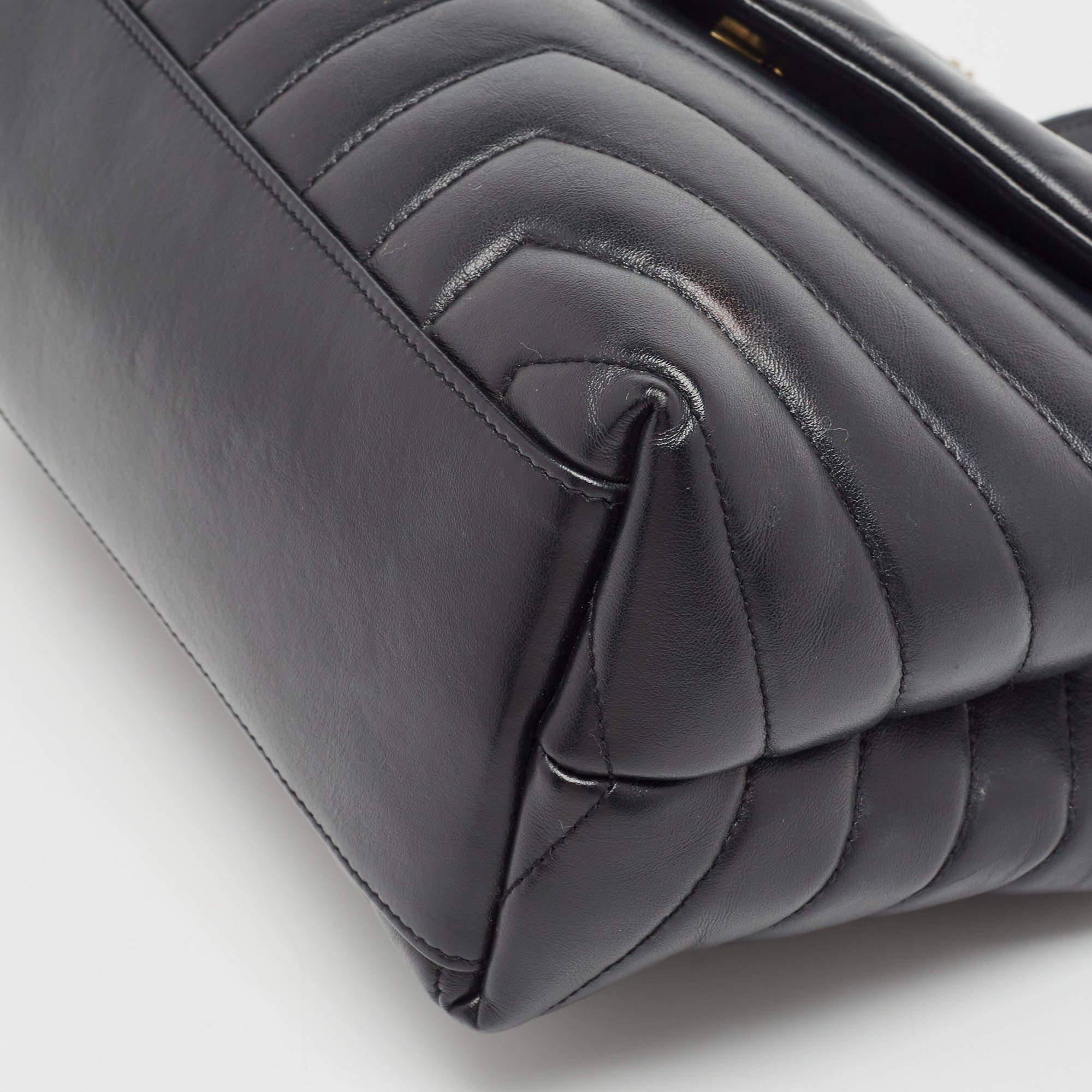 Saint Laurent Black Matelassé Leather Medium LouLou Shoulder Bag 3