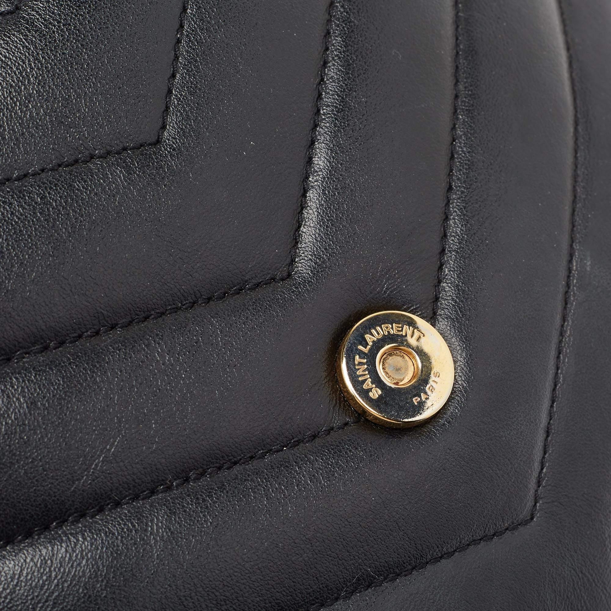 Saint Laurent Black Matelassé Leather Medium LouLou Shoulder Bag 4
