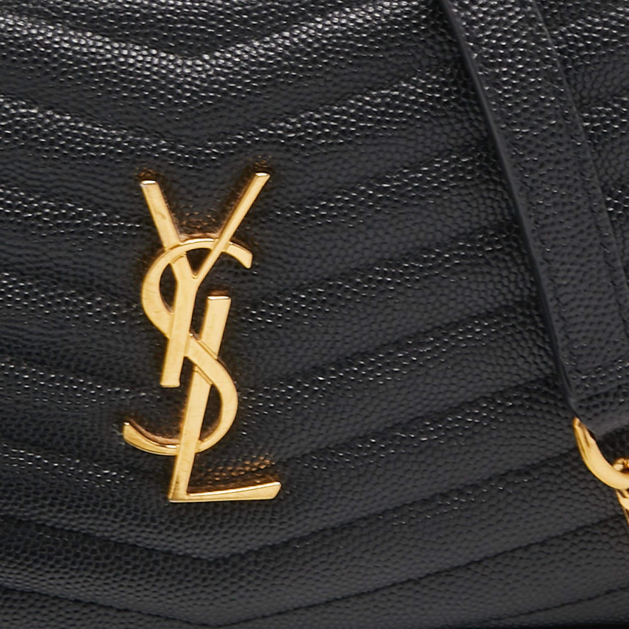 Saint Laurent Black Matelassé Leather Mini Lou Shoulder Bag 7
