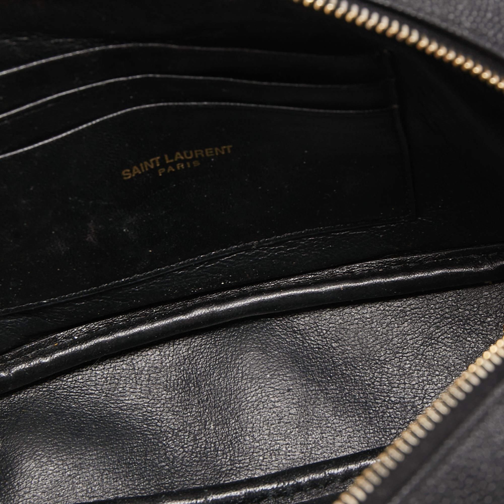 Saint Laurent Black Matelassé Leather Mini Lou Shoulder Bag 1