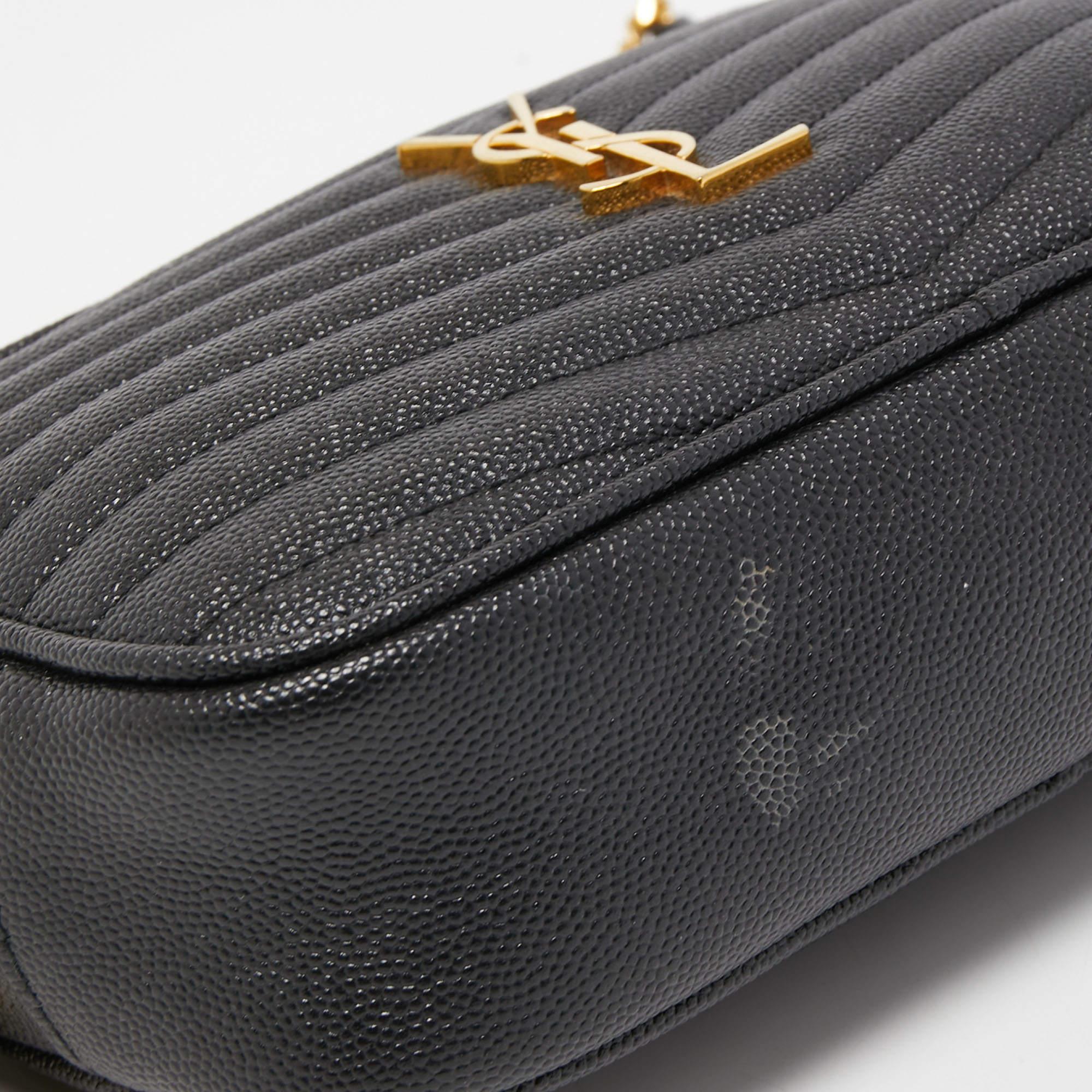 Saint Laurent Black Matelassé Leather Mini Lou Shoulder Bag 3