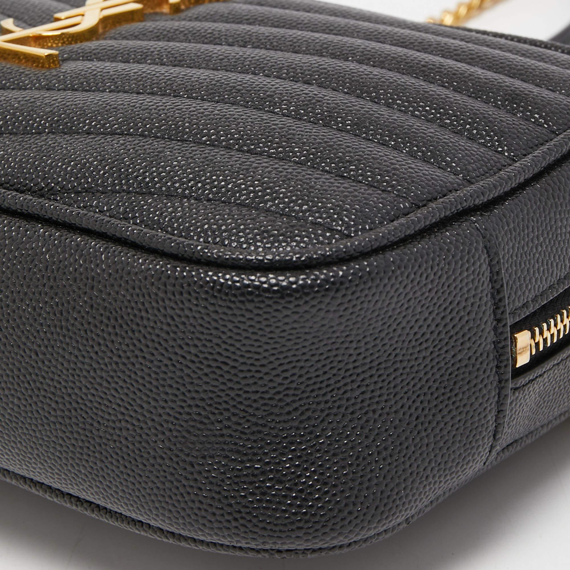 Saint Laurent Black Matelassé Leather Mini Lou Shoulder Bag 4