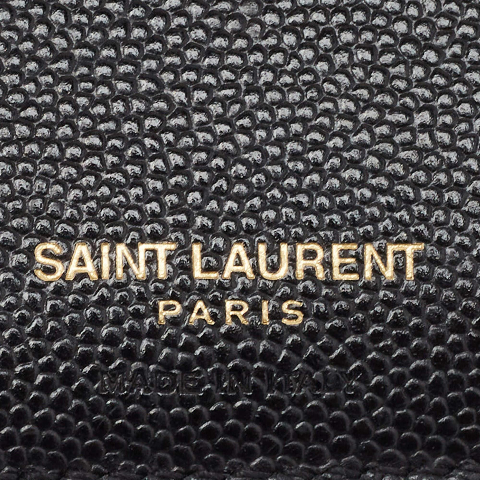 Saint Laurent Black Matelasse Leather Monogram Compact Wallet 3