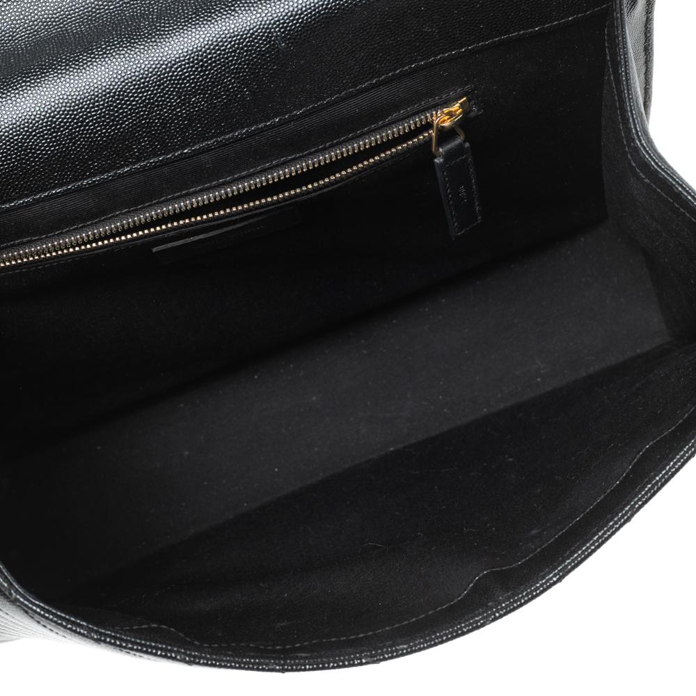 Saint Laurent Black Matelassé Leather Monogram Envelope Shoulder Bag at ...