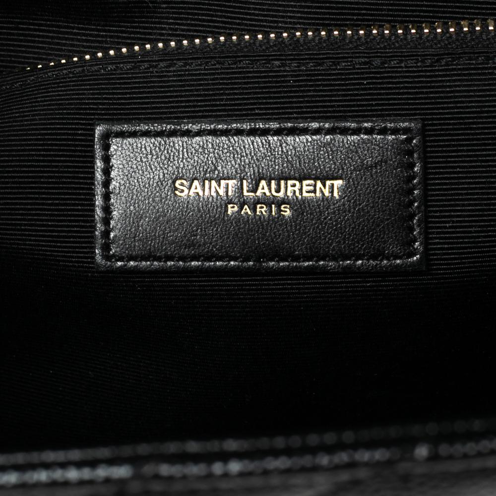 Saint Laurent Black Matelassé Leather Monogram Envelope Shoulder Bag 1