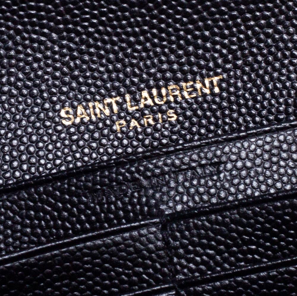 Saint Laurent Black Matelassé Leather Monogram Envelope Wallet 2