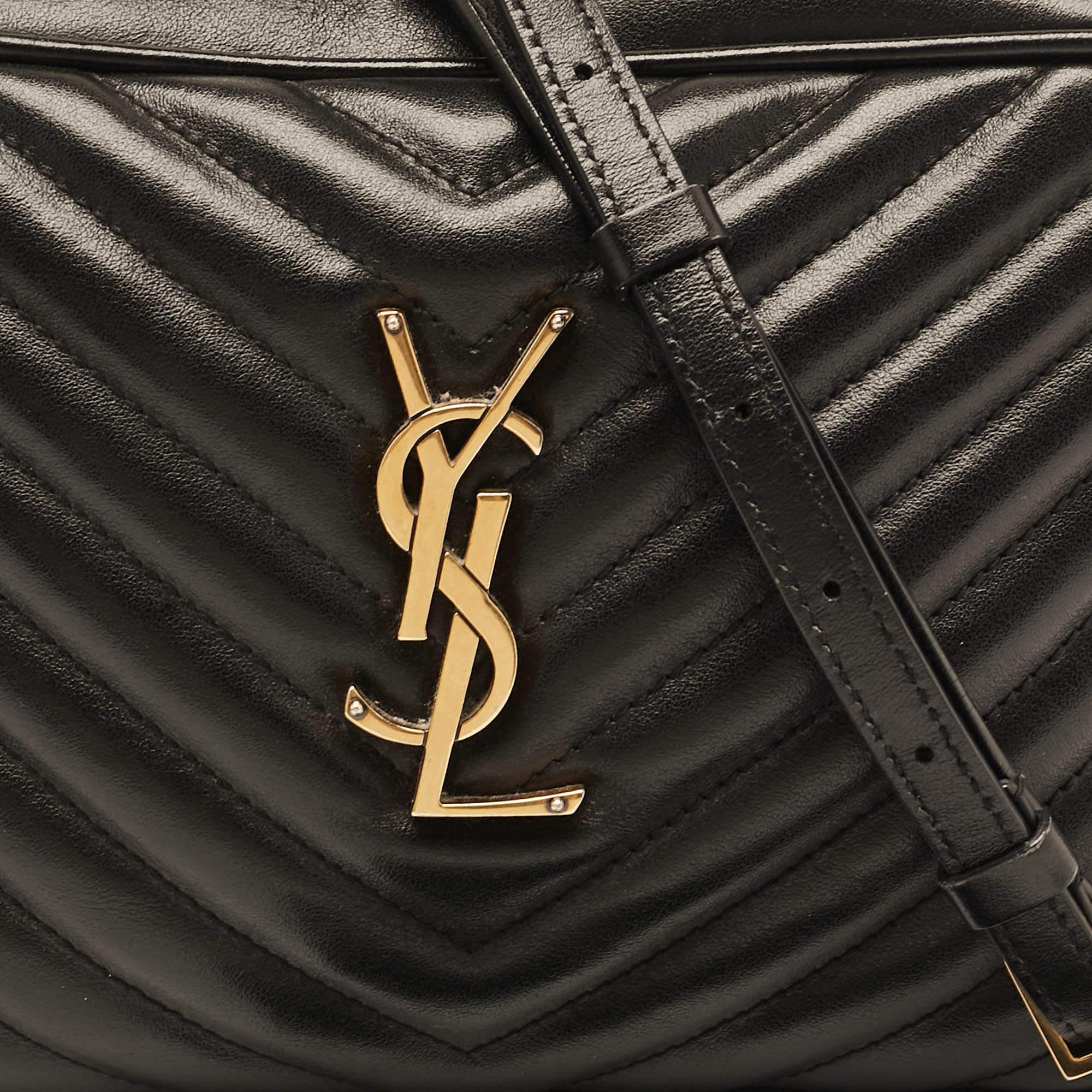 Saint Laurent Black Matelassé Leather Monogram Lou Camera Bag 1