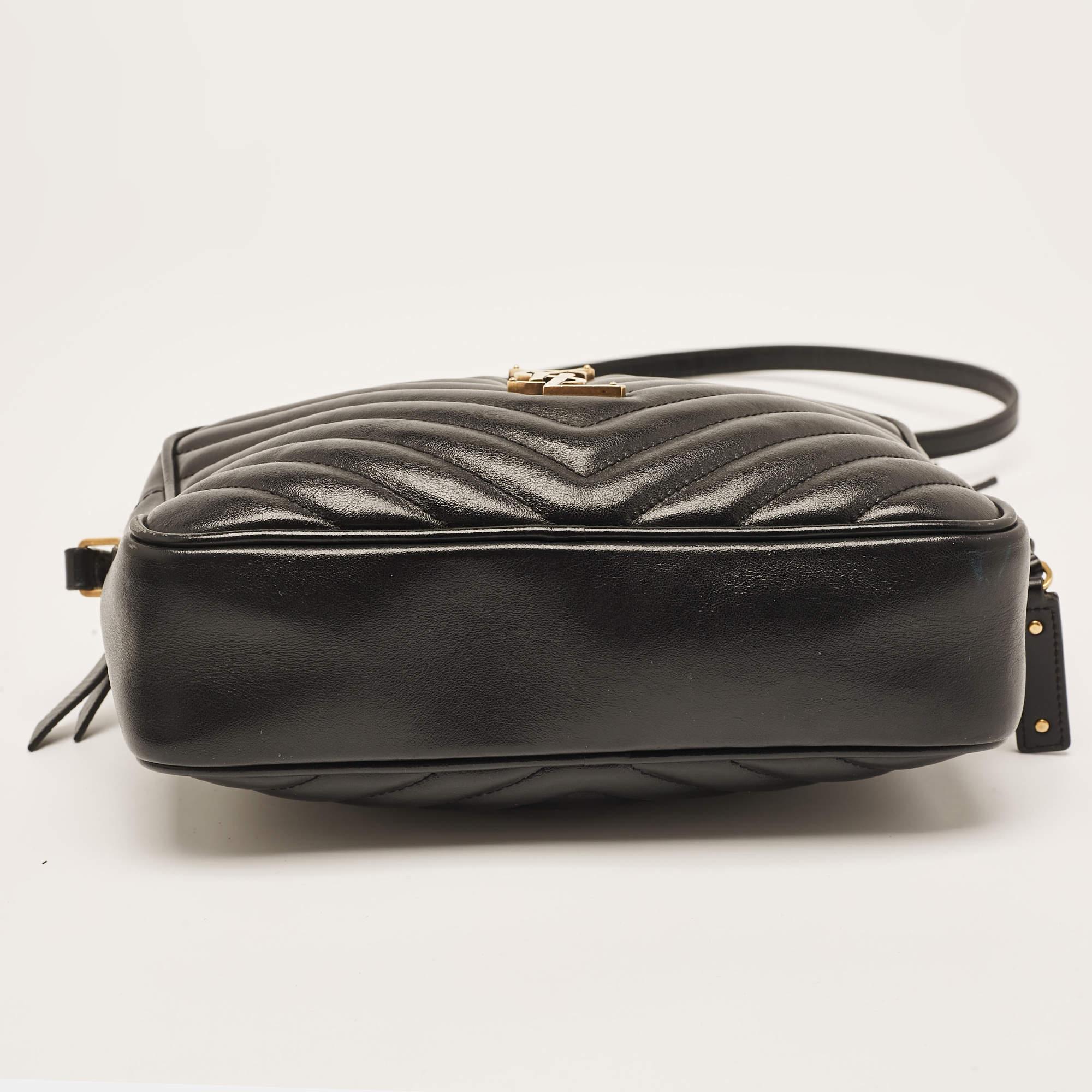 Saint Laurent Black Matelassé Leather Monogram Lou Camera Bag 2