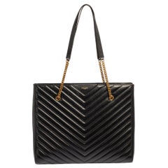 Saint Laurent Tote con catena Tribeca in pelle matelassé nera