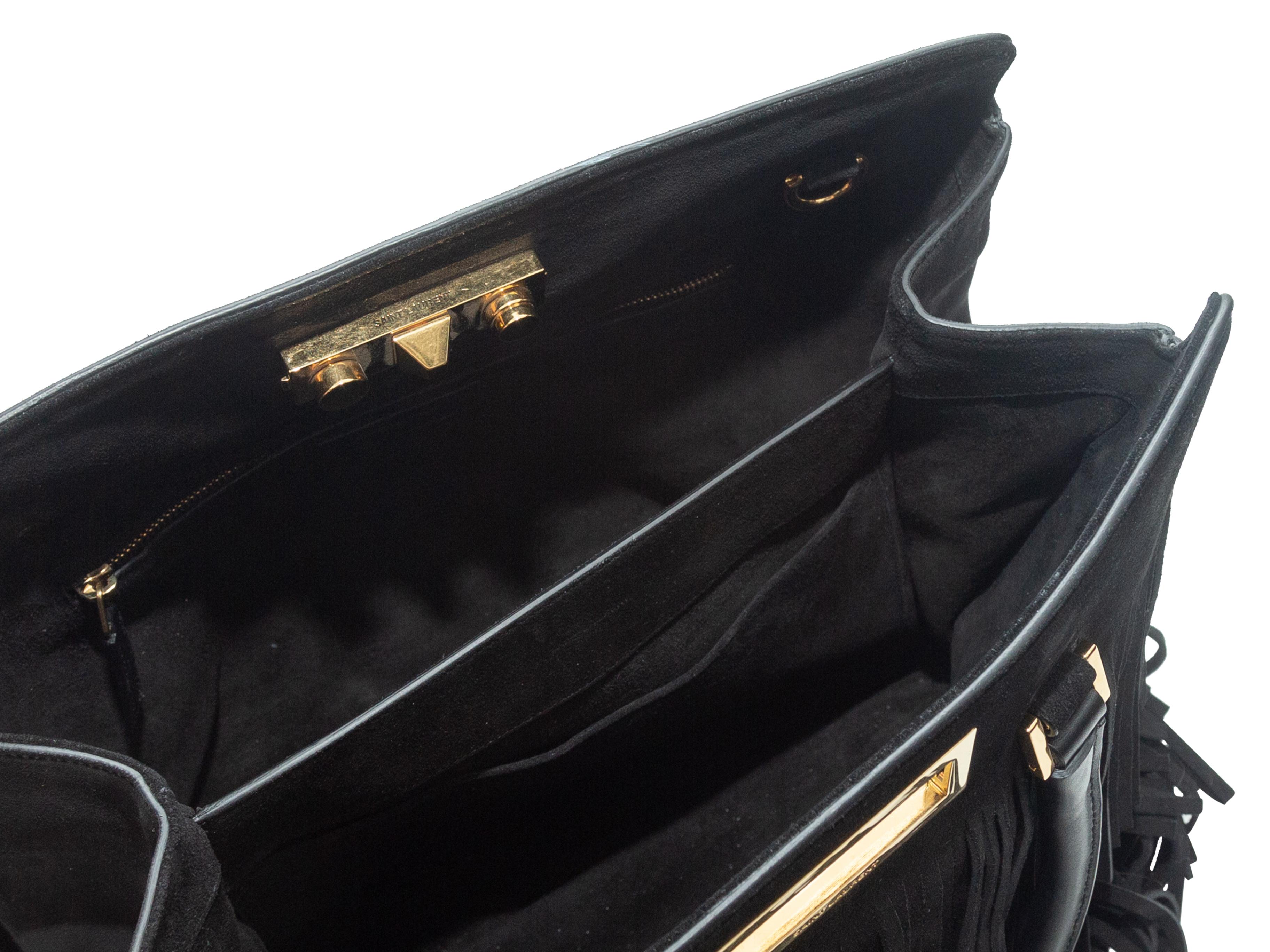  Saint Laurent Black Medium Suede Trois Clous Fringe Bag In Excellent Condition In New York, NY