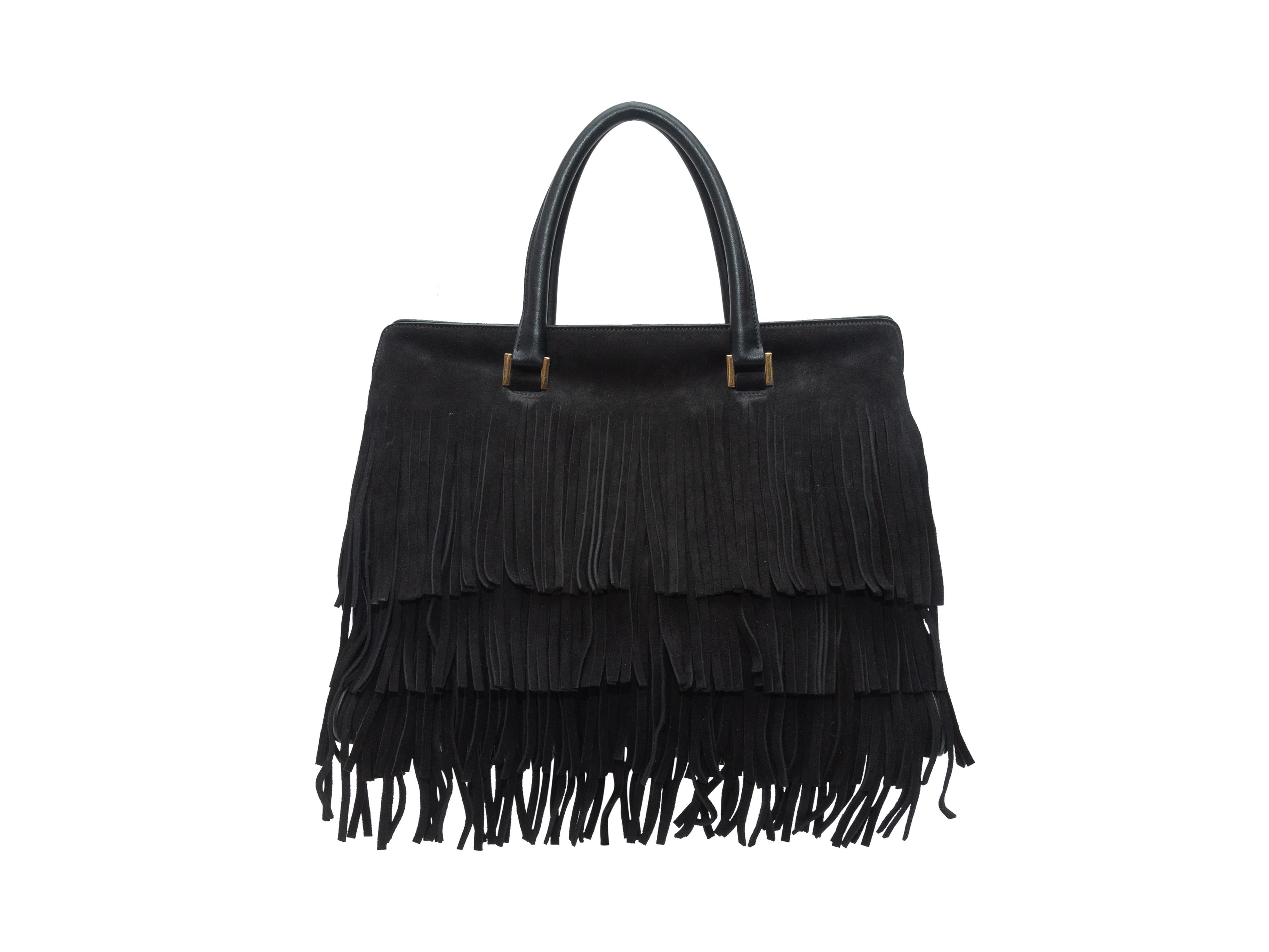 Women's  Saint Laurent Black Medium Suede Trois Clous Fringe Bag