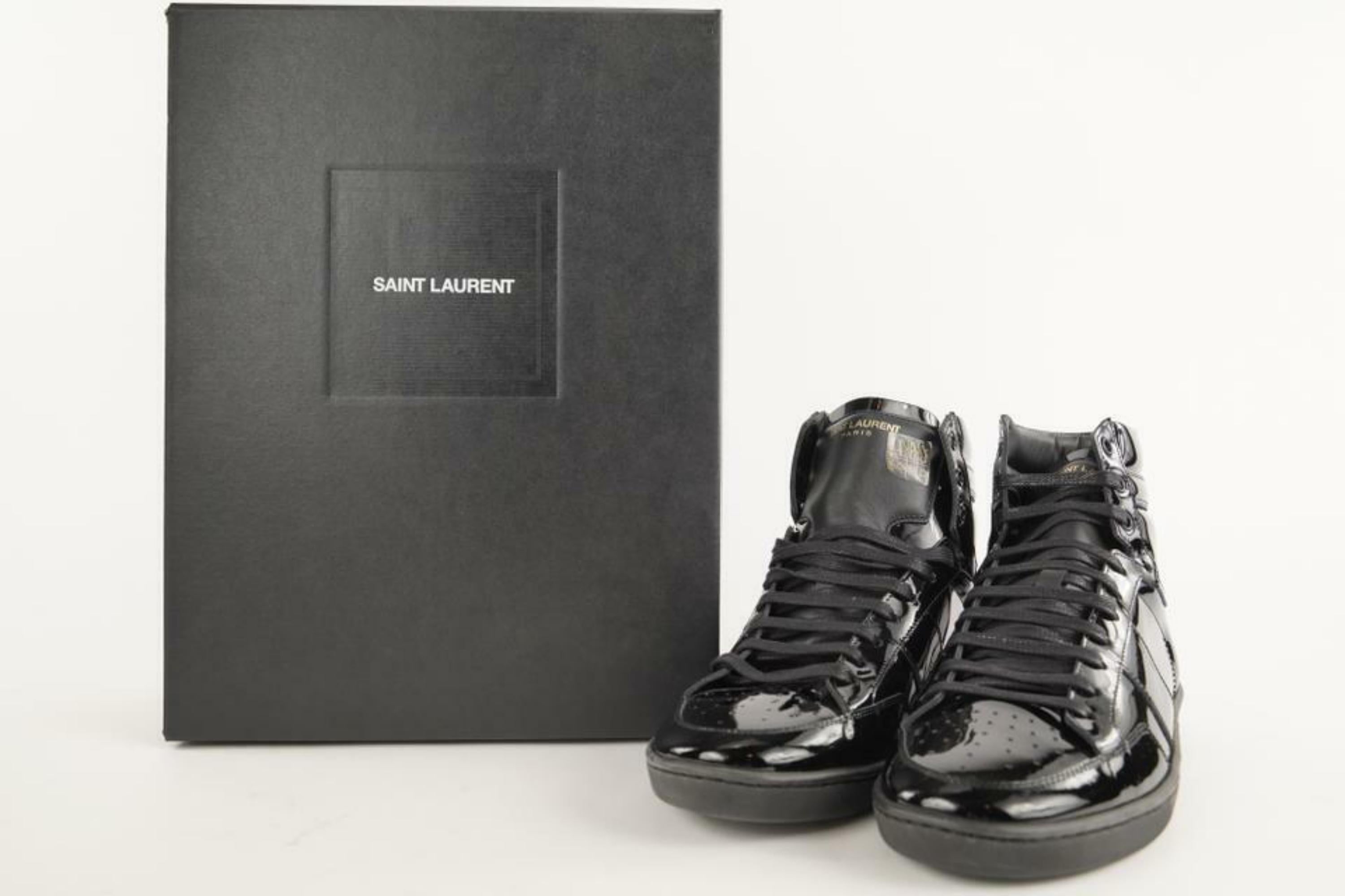 Saint Laurent Black Men's 43 US10 Patent Court Classic High Sneaker M418026 8