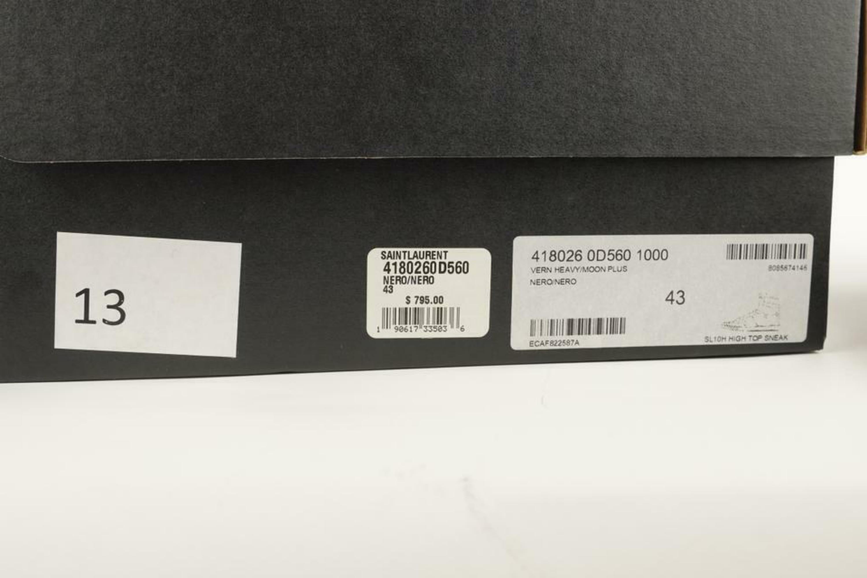 Saint Laurent Black Men's 43 US10 Patent Court Classic High Sneaker M418026 9