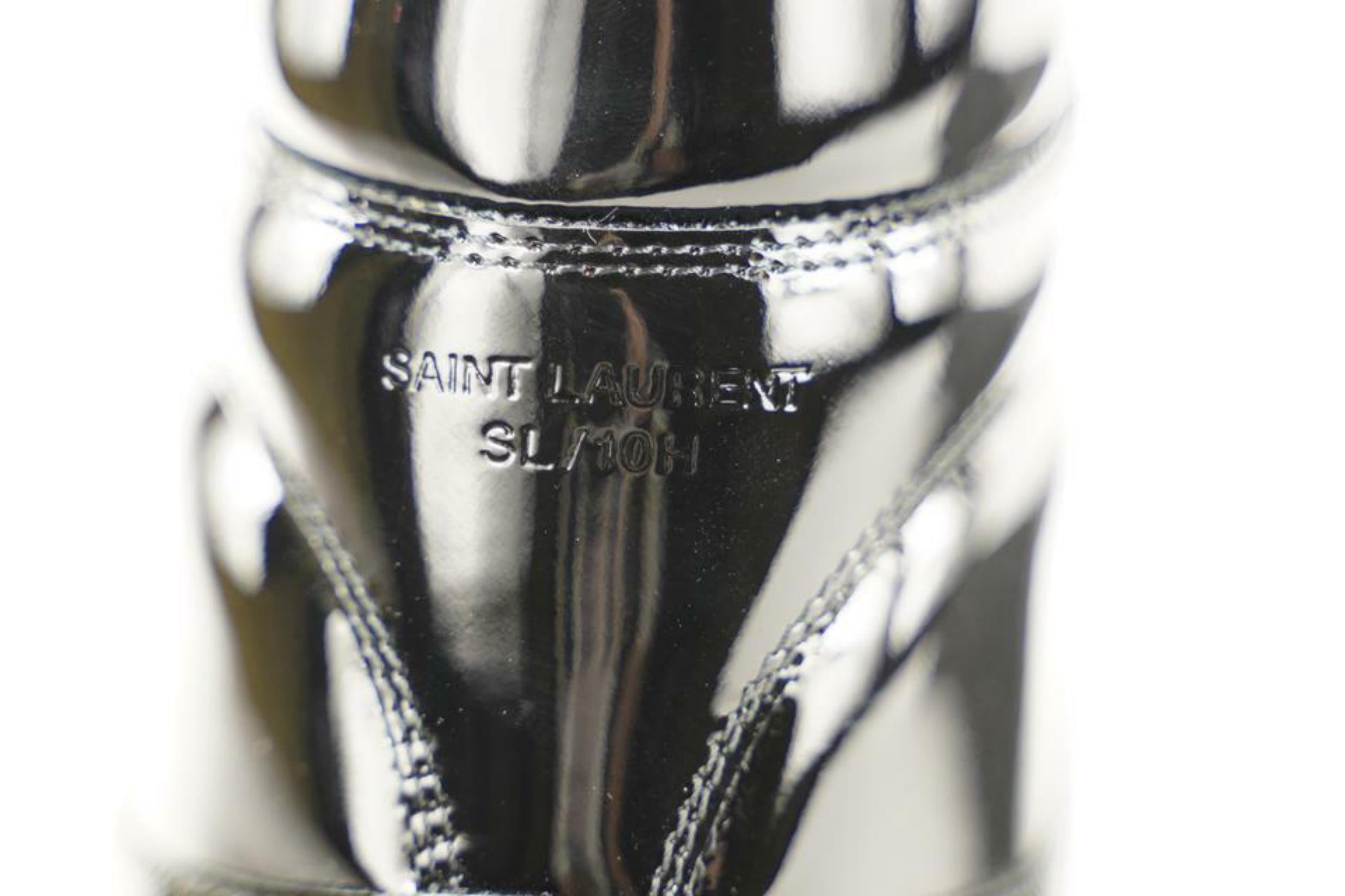 Saint Laurent Black Men's 43 US10 Patent Court Classic High Sneaker M418026 In New Condition In Dix hills, NY